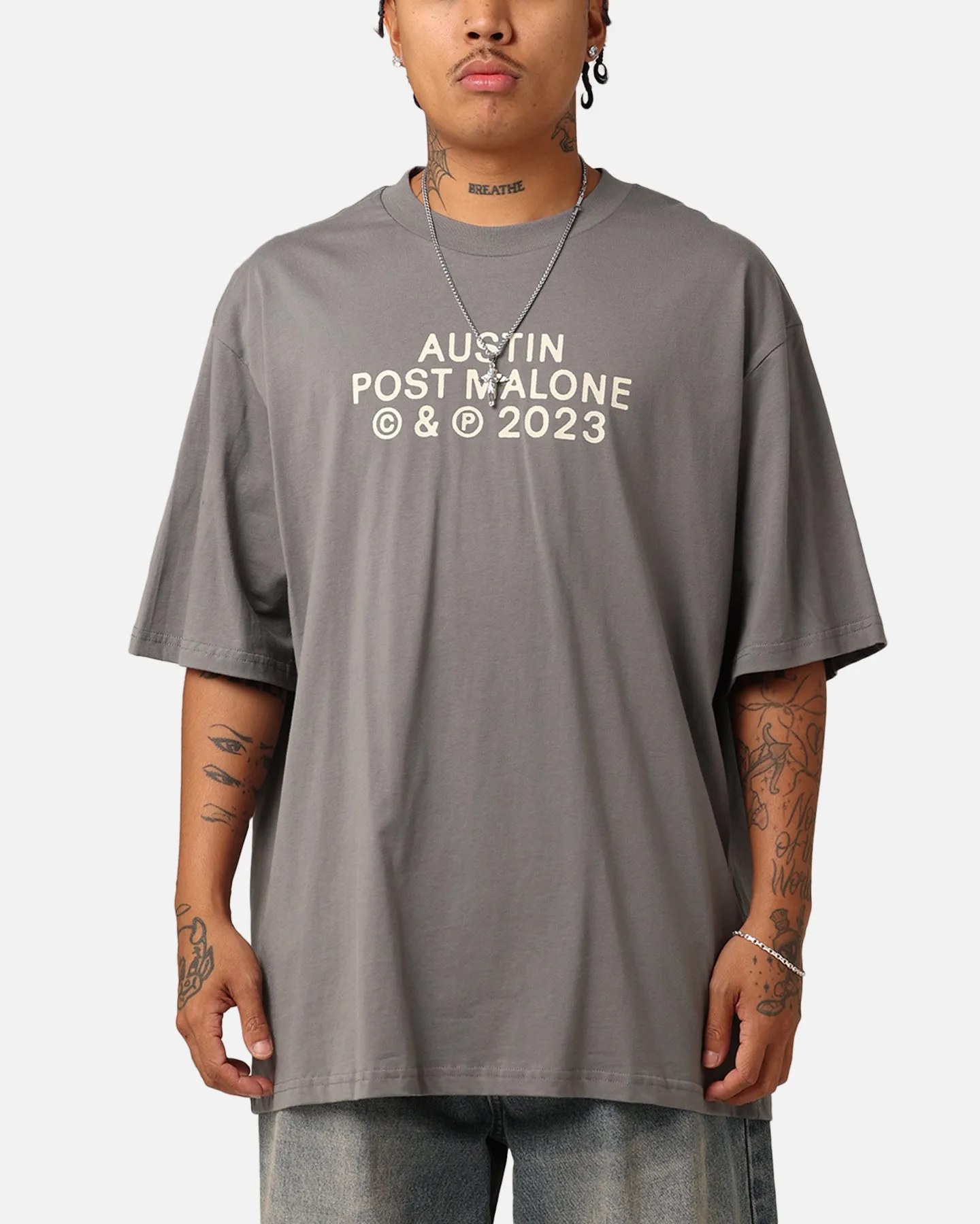 print design Wrinkle Resistant Cloth Post Malone Austin 2023 Tour  T-Shirt Dove Grey