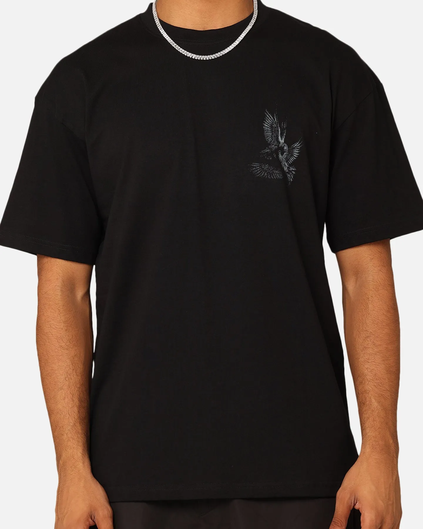 Saint Morta Doves Drop Shoulder T-Shirt Black Versatile Wardrobe Piece Casual Layer Look