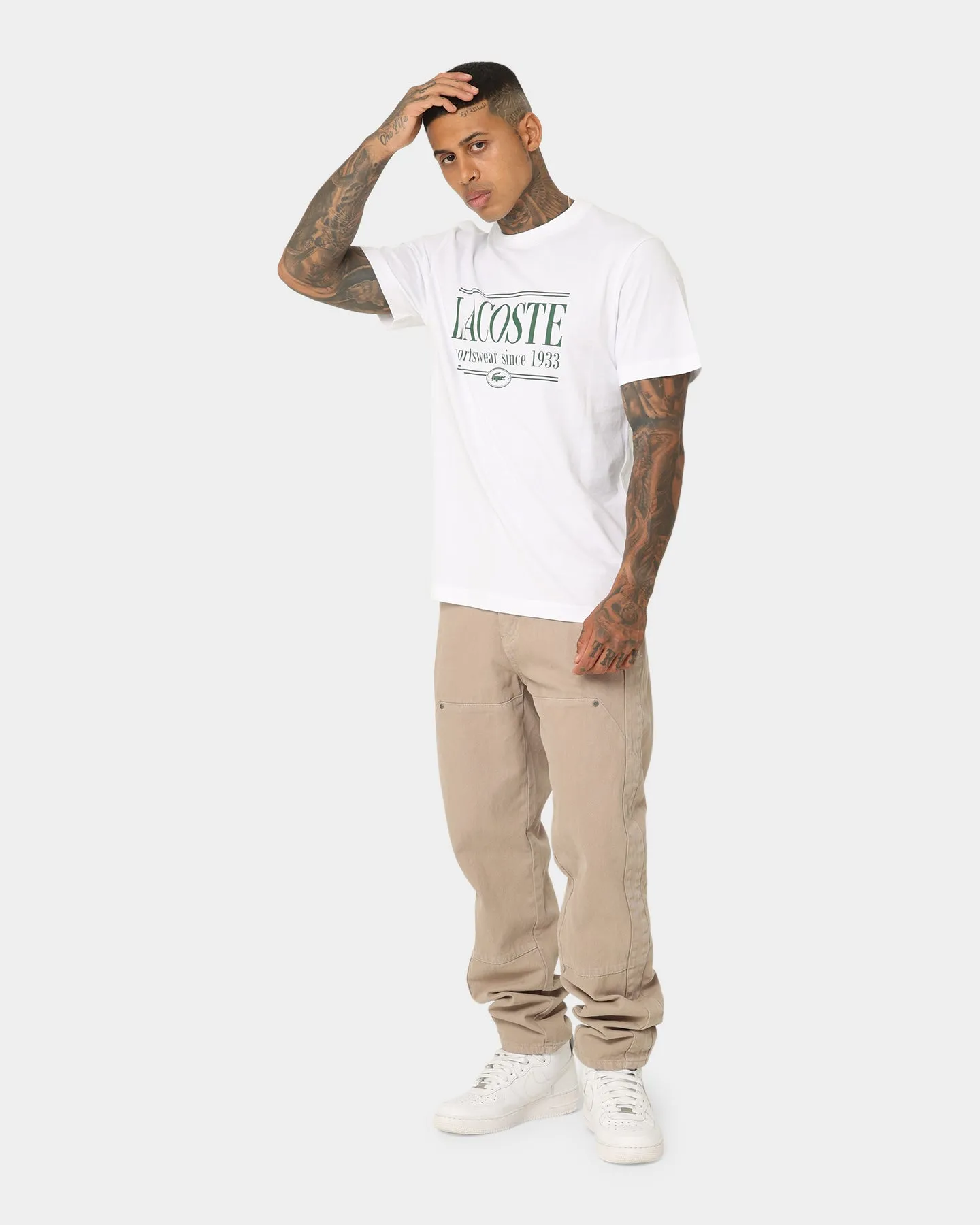 Lacoste Graphic Logo T-Shirt White Skin Friendly Lining Modern and Soft