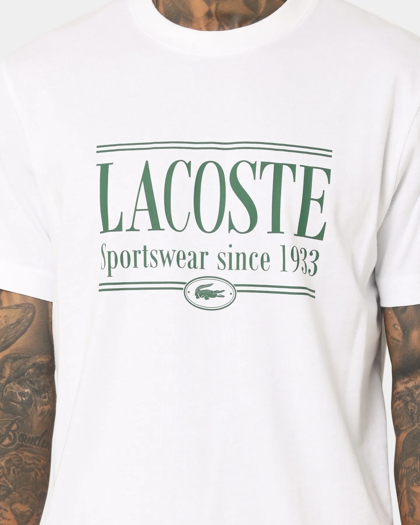 Lacoste Graphic Logo T-Shirt White Organic Cotton Construction Ultra Soft Blend