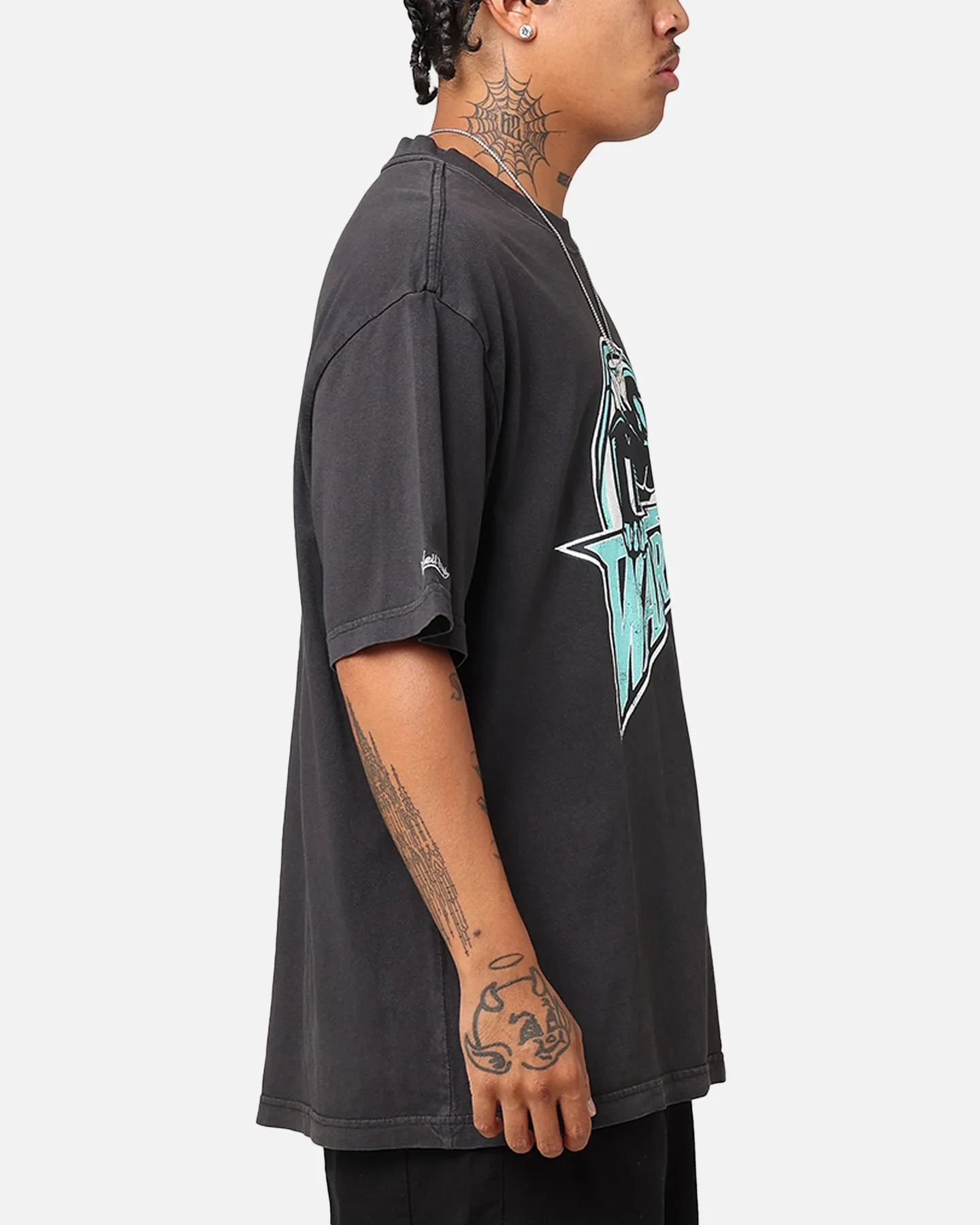 Casual Comfort Look Mitchell & Ness Golden State Warriors Ice Blue Logo T-Shirt Faded Black