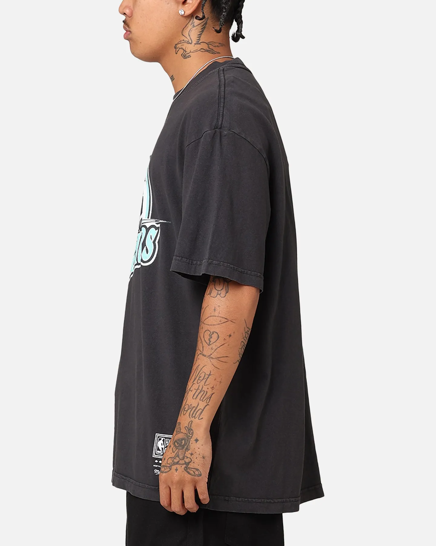 Mitchell & Ness Golden State Warriors Ice Blue Logo T-Shirt Faded Black Fit for Any Season