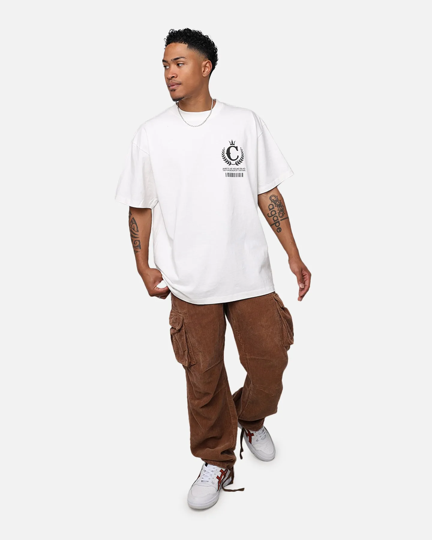 Bohemian Glossy Look Culture Kings Barcode T-Shirt White