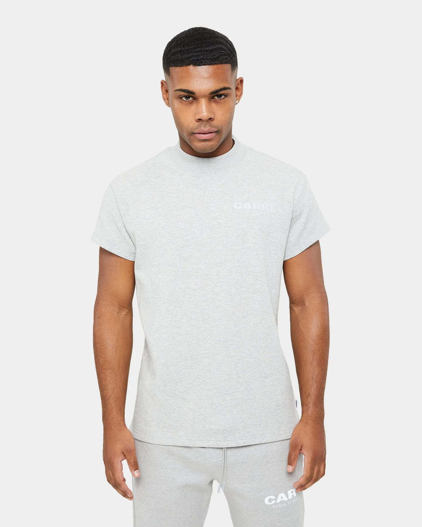 Sleek Fit Carre Premium Motion Double Mockneck T-shirt Grey Marle