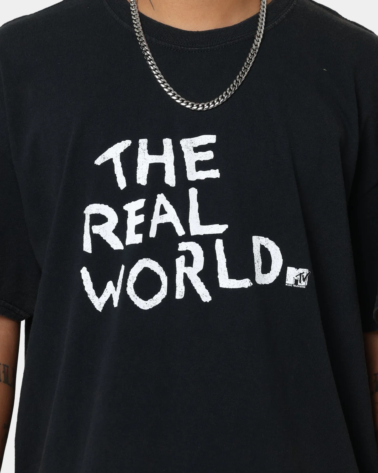 ReinforcedShoulderPanels Chill Design American Thrift X MTV The Real World Vintage T-Shirt Black Wash