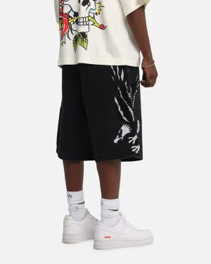 Ed Hardy Eagle Jorts Washed Black Quick Fit