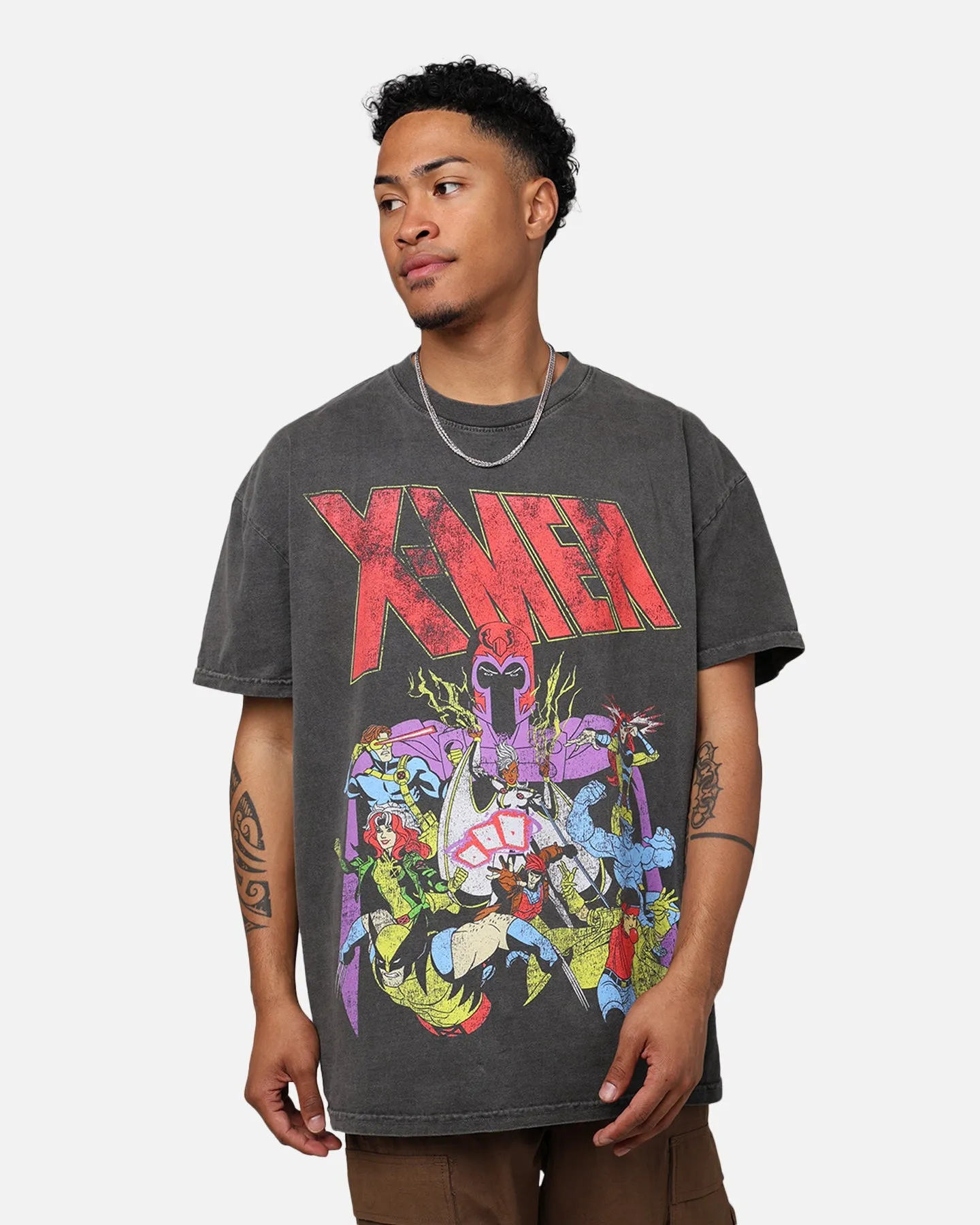 Marvel X-Men The X-Men Heavyweight Vintage T-Shirt Washed Black Classic Wear