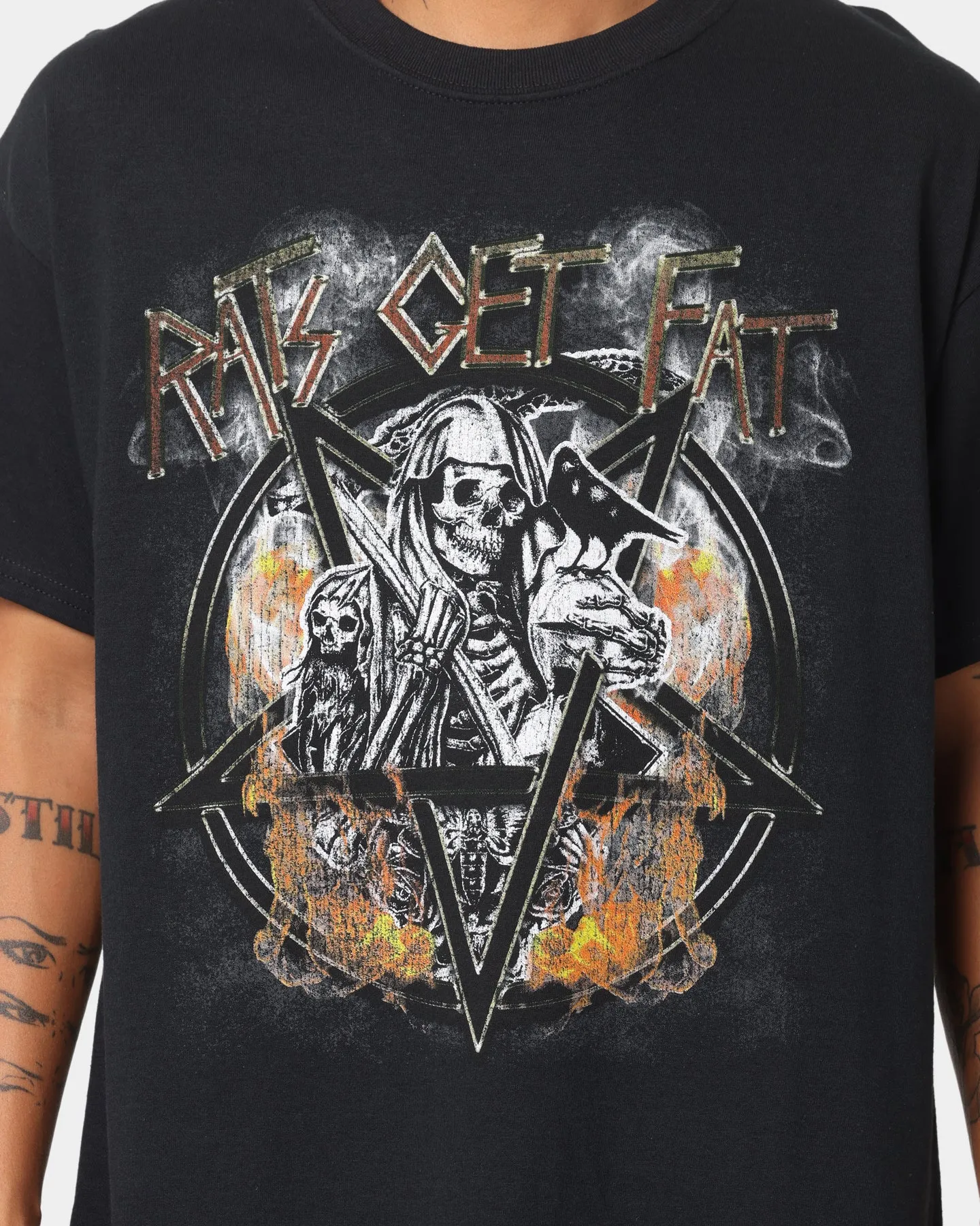 Rats Get Fat American Tour Vintage T-Shirt Black StretchReinforcedArmholes Relaxed Fit