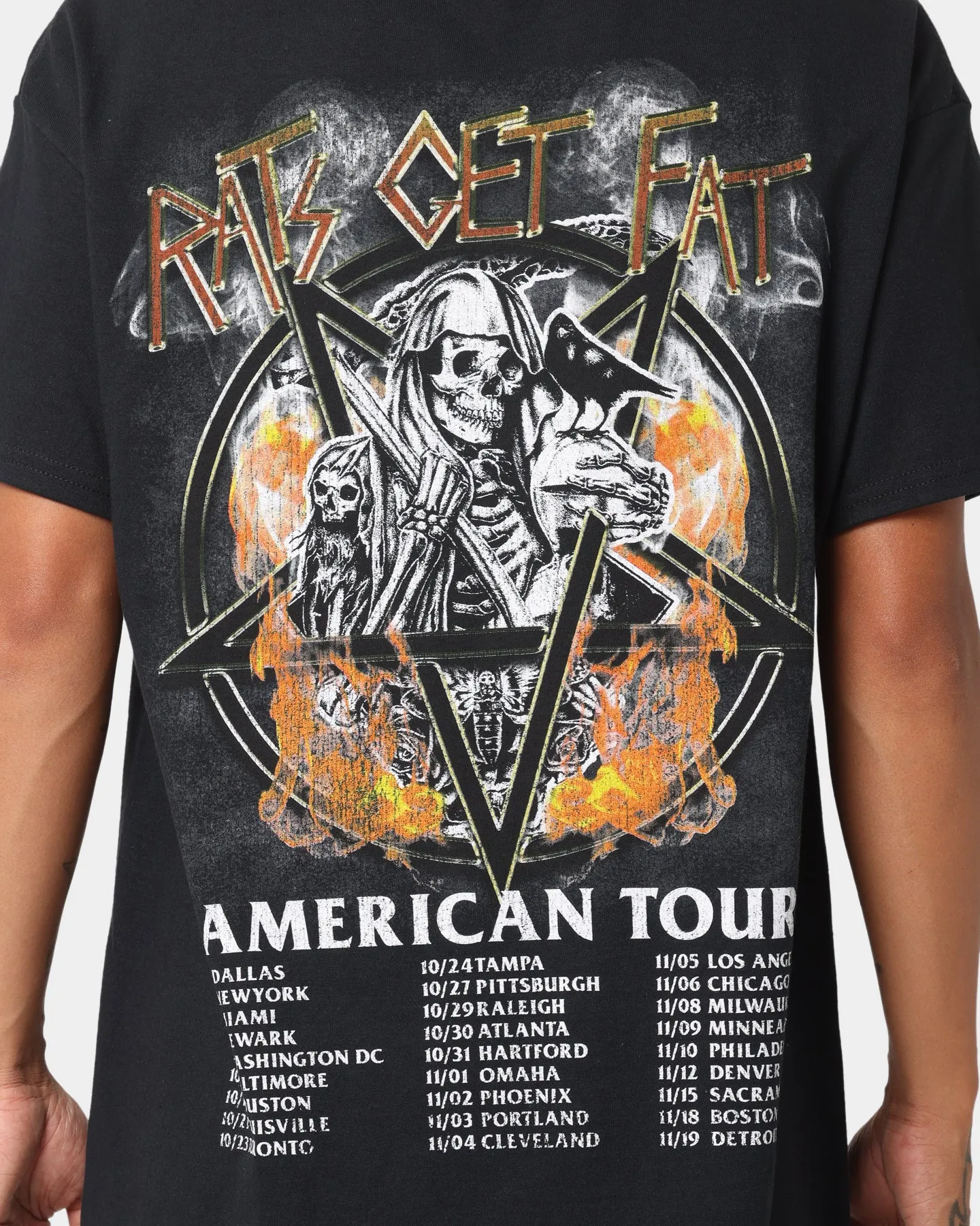 Relaxed Comfort Wear Fresh Outfit Rats Get Fat American Tour Vintage T-Shirt Black
