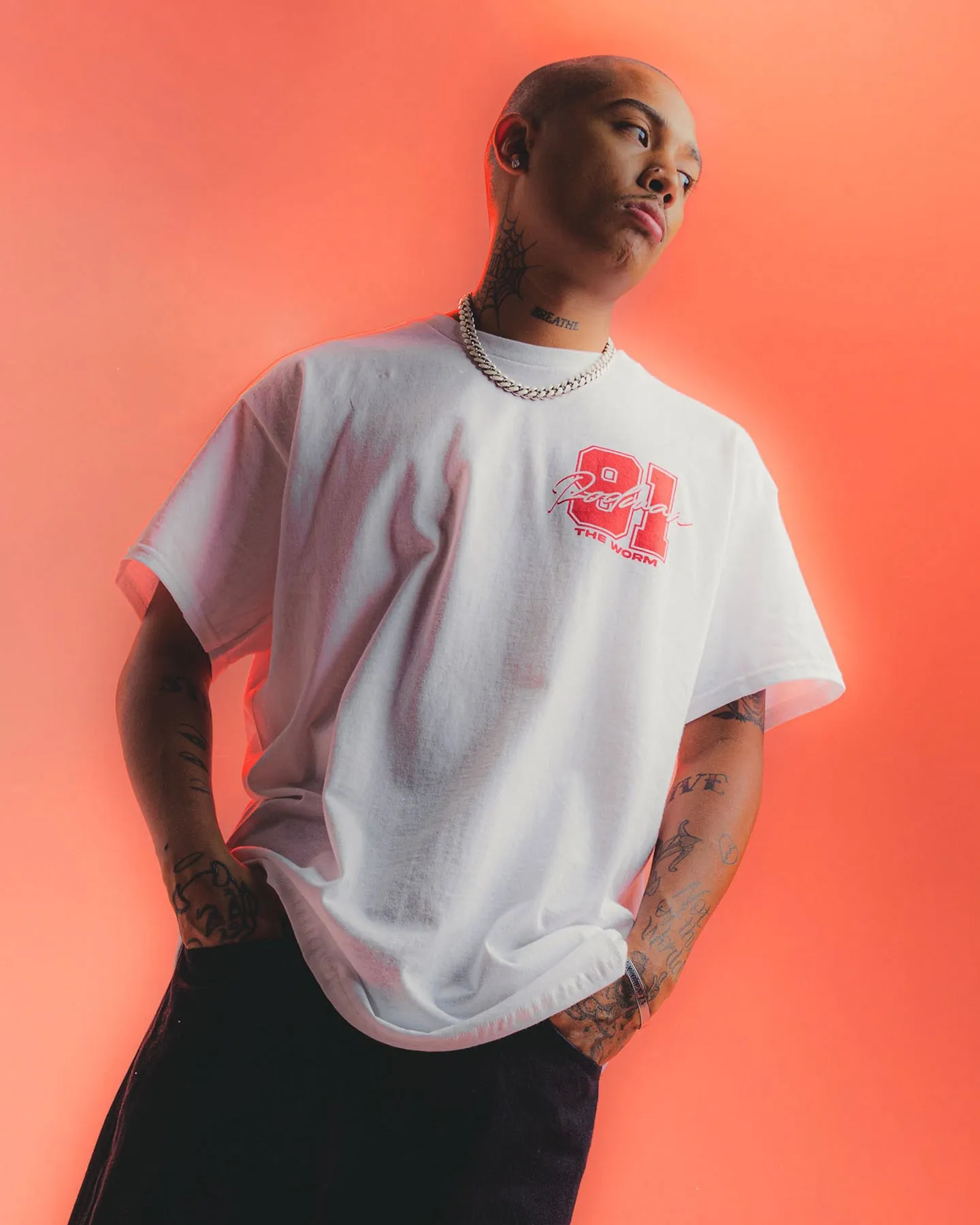 Rodman Brand 91 Core T-Shirt White Printed uniqueness