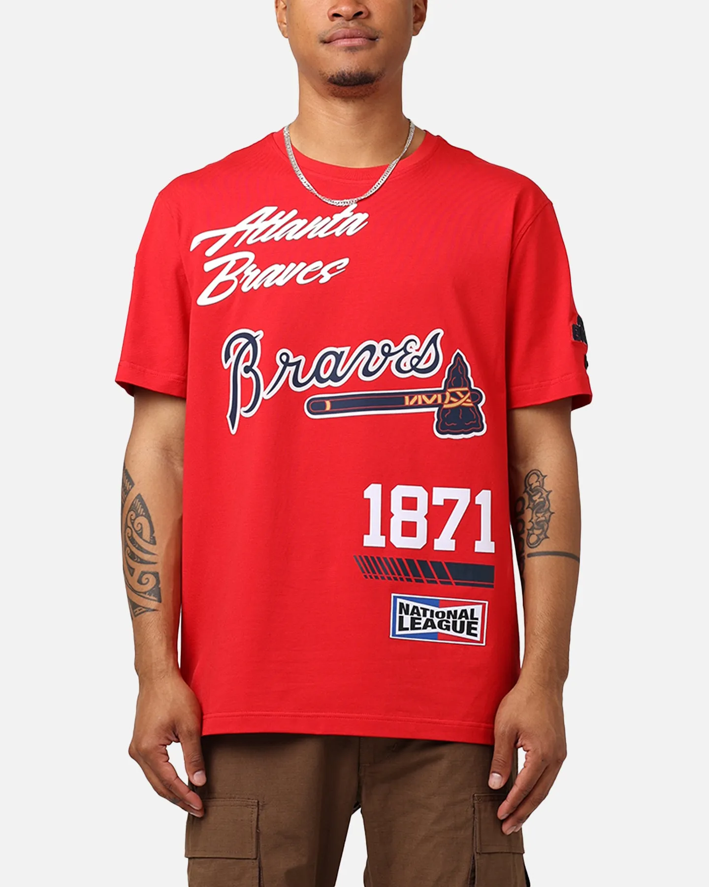 Pro Standard Atlanta Braves Fast Lane SJ T-Shirt Red Chic Style Trend School spirit