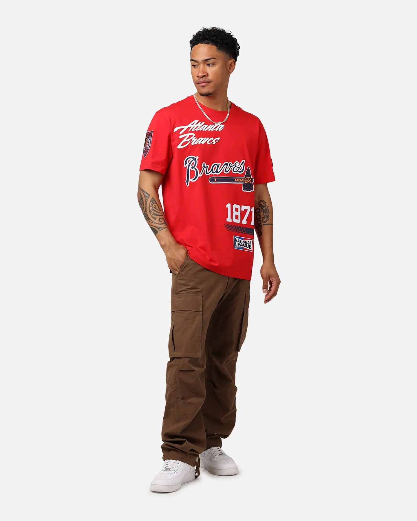 Quick Wear Casual Chic Wear Pro Standard Atlanta Braves Fast Lane SJ T-Shirt Red