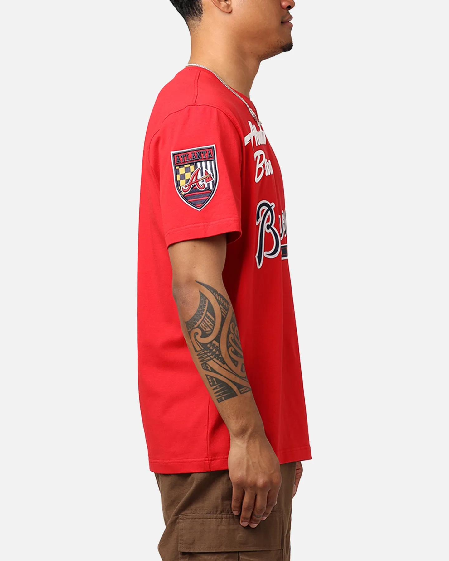 Pro Standard Atlanta Braves Fast Lane SJ T-Shirt Red Cotton Blend Fresh Look