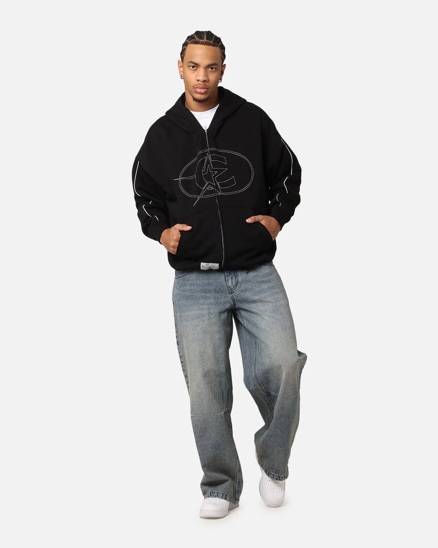 Thermal Insulation Carre C-Superstar Pipe Zip Hoodie Black