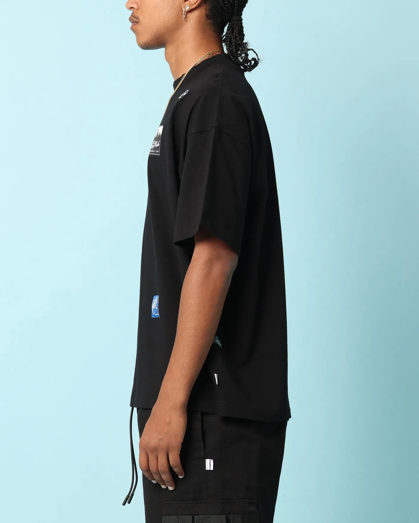 UltraSoftBrushedInterior Neutral Color Carr?? Patchwork Oversized T-Shirt Black