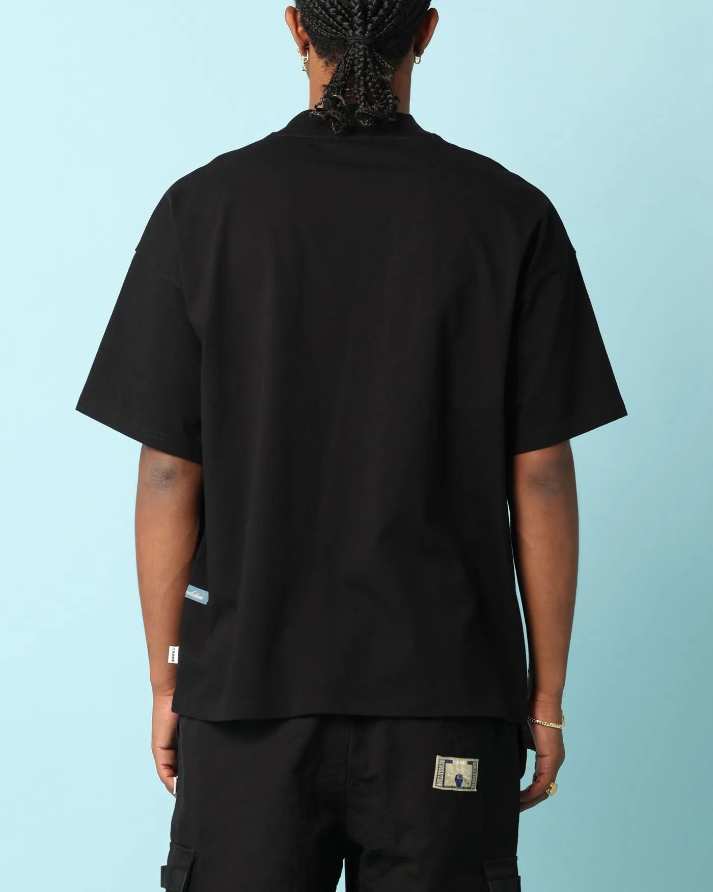 Flexible Cuff Design Weekend Ready Carr?? Patchwork Oversized T-Shirt Black