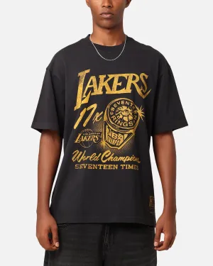 Mitchell & Ness Los Angeles Lakers Rings T-Shirt Faded Black High Durability Weave Cozy Look