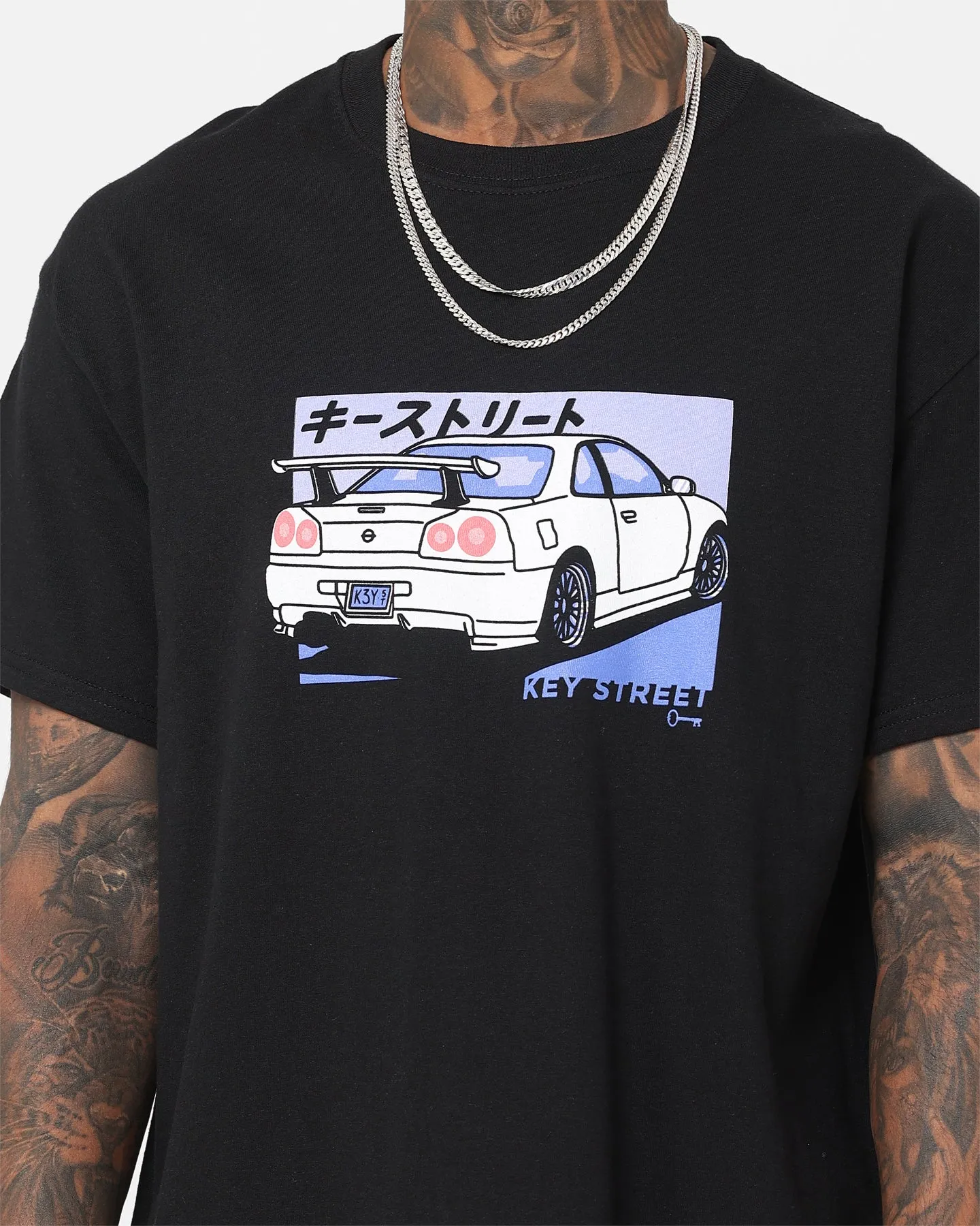 Comfortable Layering Multi Directional Stretch Key Street Kaiju Karuma T-Shirt Black
