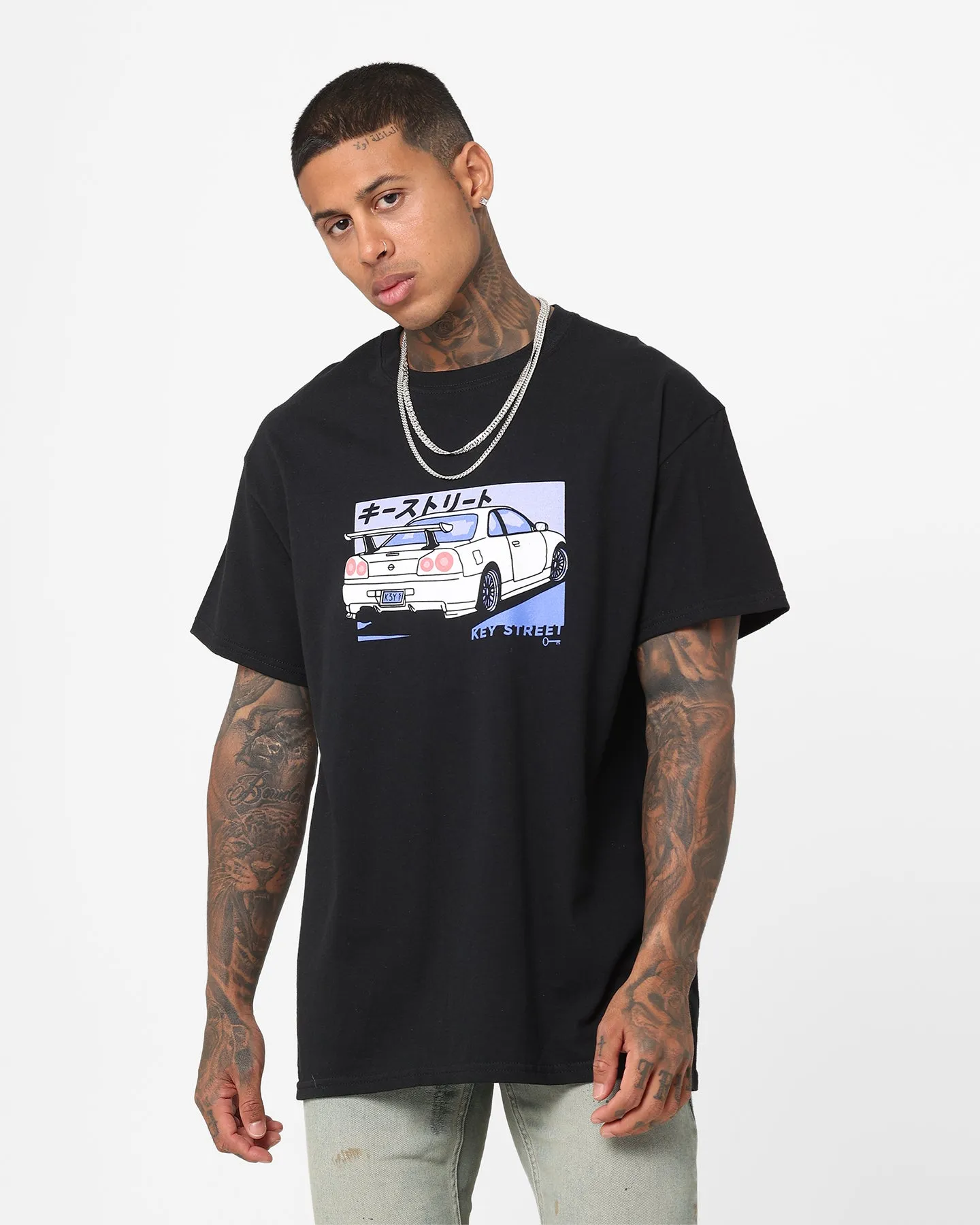 Fresh Style Trend Pre Shrunk Cotton Key Street Kaiju Karuma T-Shirt Black