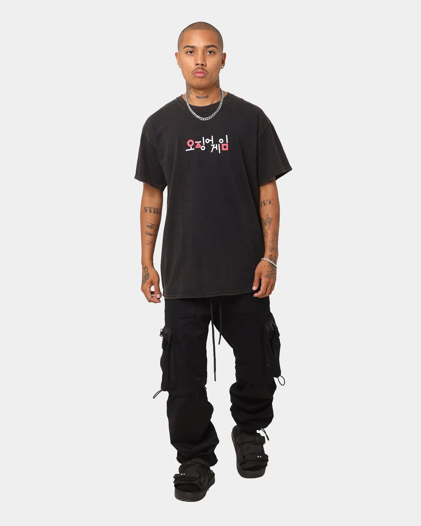 Goat Crew X Squid Game Logo Vintage T-Shirt Black Wash Seasonal Smart Outdoor Adventure