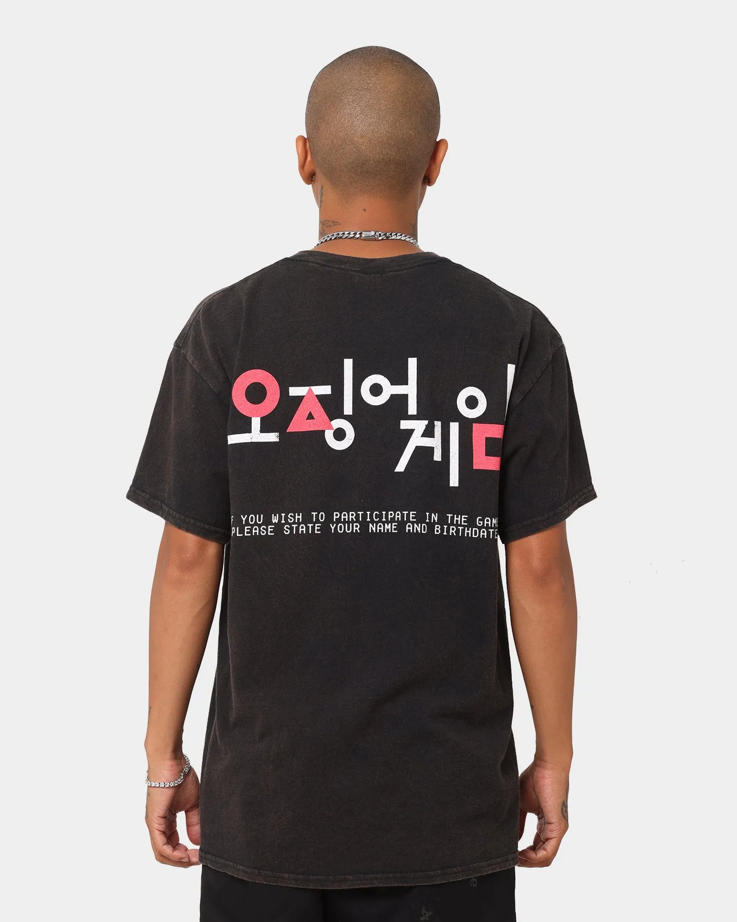 Goat Crew X Squid Game Logo Vintage T-Shirt Black Wash Classic Outfit Style Comfortable Weave