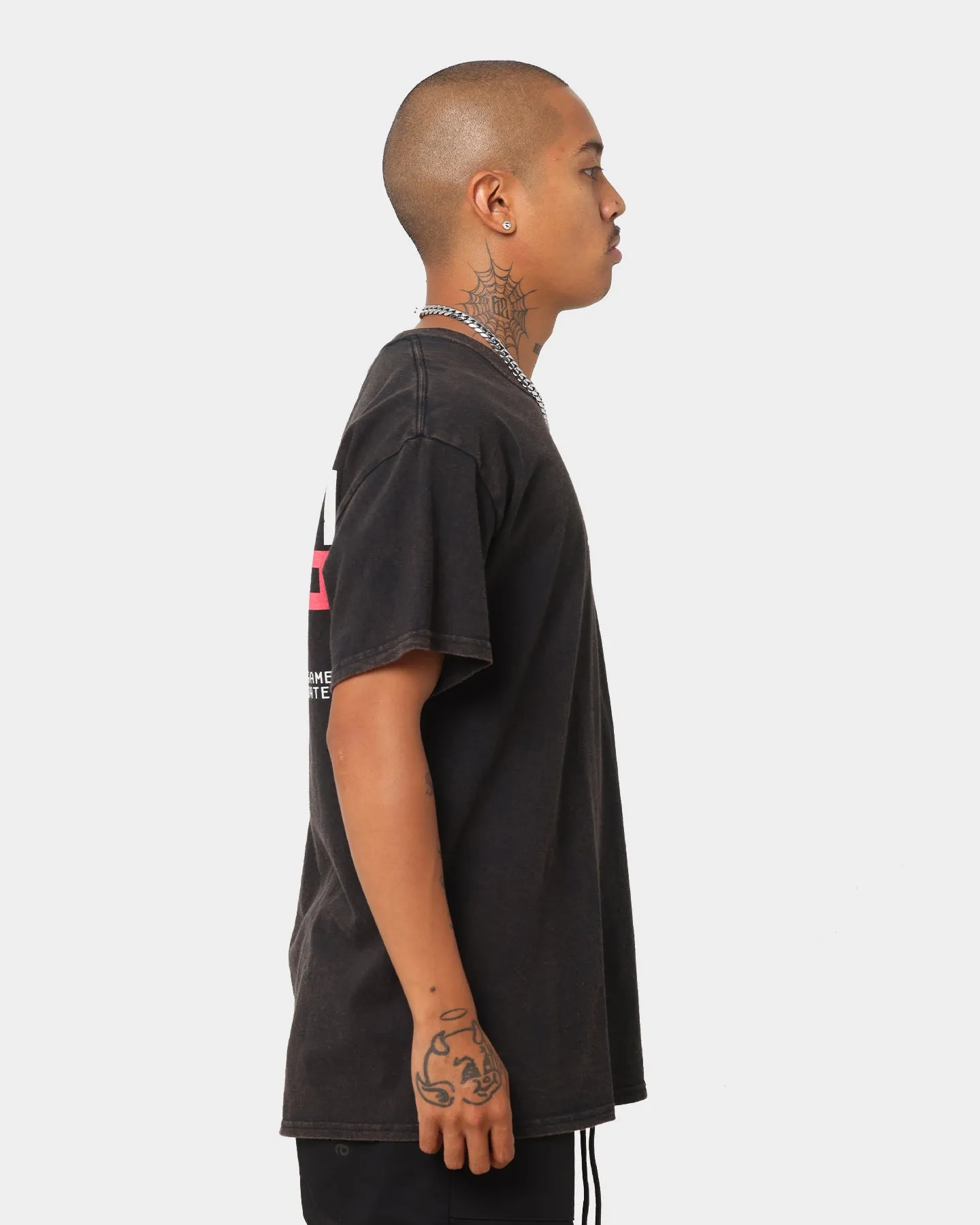 Relaxed fit wear Goat Crew X Squid Game Logo Vintage T-Shirt Black Wash