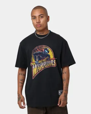 Mitchell & Ness Golden State Warriors Oversized Logo Short Sleeve Vintage T-Shirt Vintage Black Adult Wear