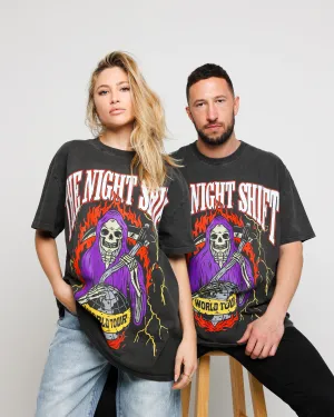 The Night Shift World Tour Heavyweight Vintage T-Shirt Black Wash Unisex versatility Chic Outfit