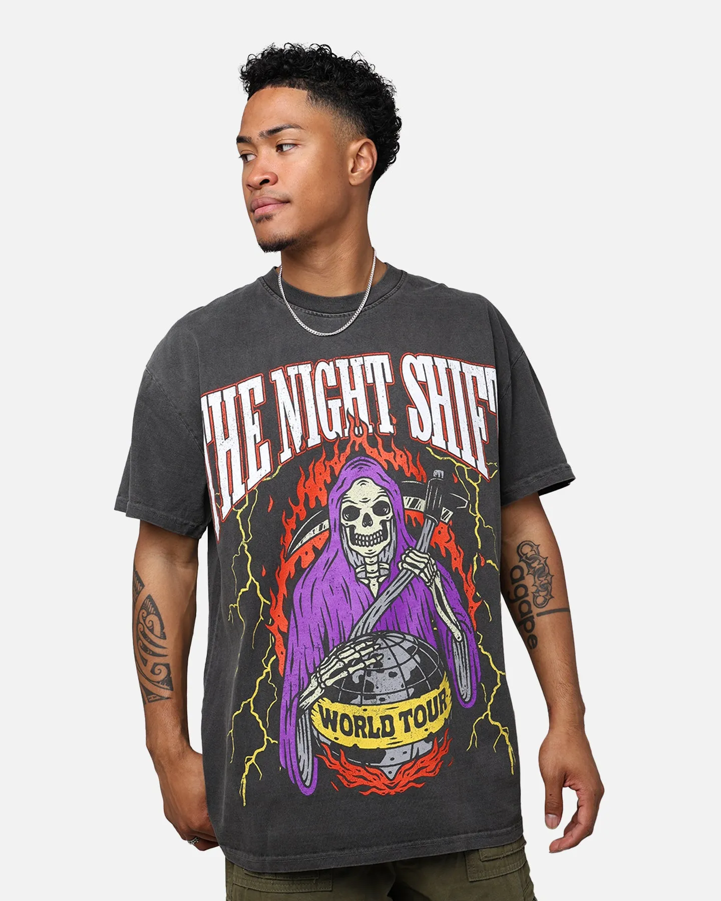 The Night Shift World Tour Heavyweight Vintage T-Shirt Black Wash Modern Design Seasonal top
