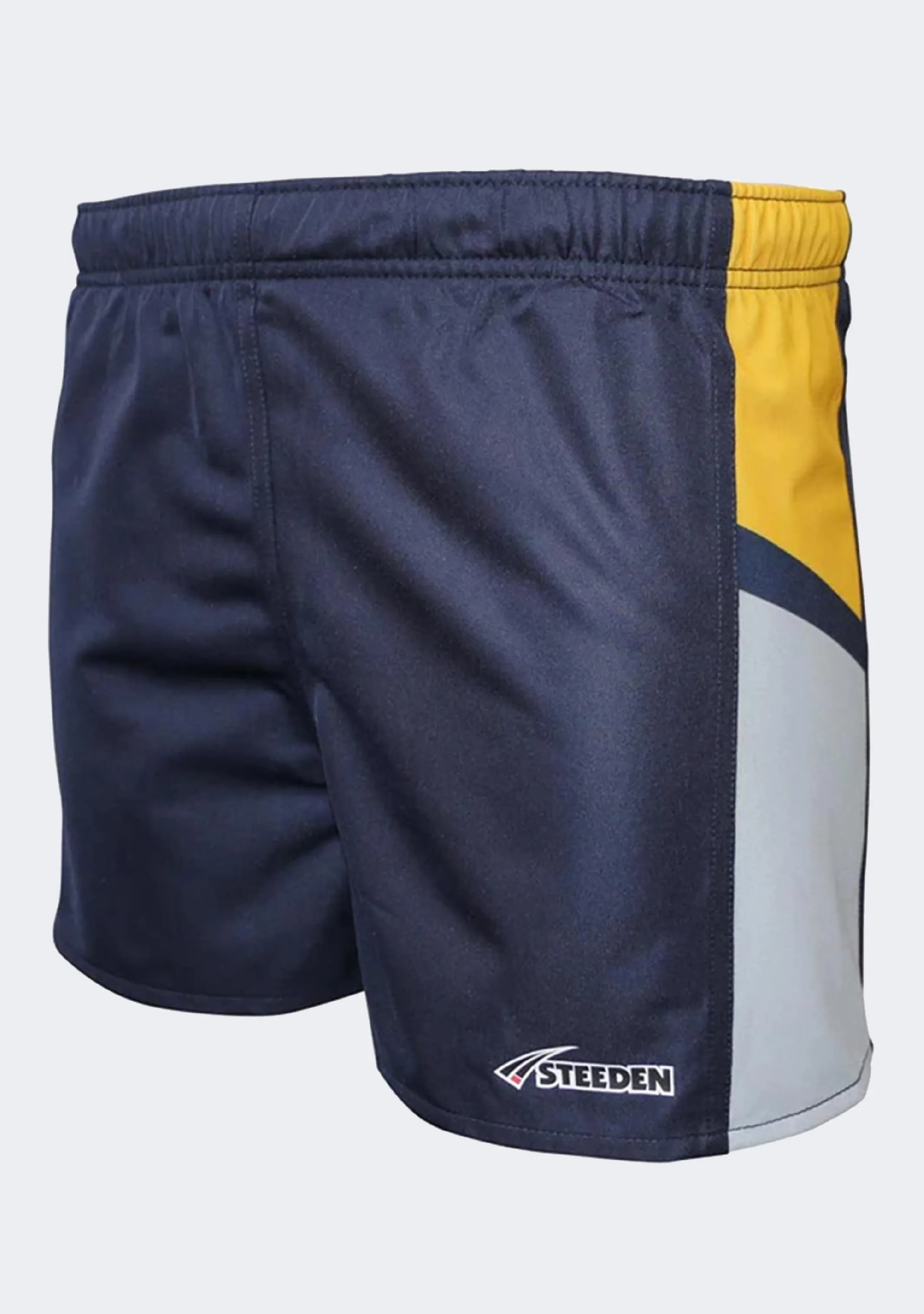 Tactile Feedback Loops Steeden Men??s Rugby League Shorts Dark Blue/Yellow/Grey