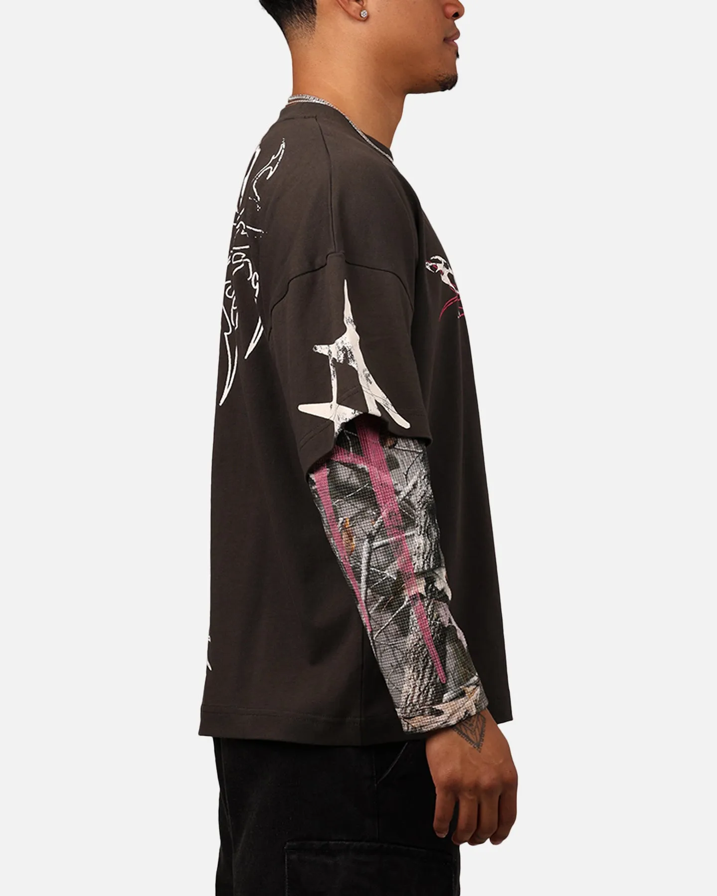 Stylish Hat Loiter Seek N Destroy Long Sleeve T-Shirt Charcoal