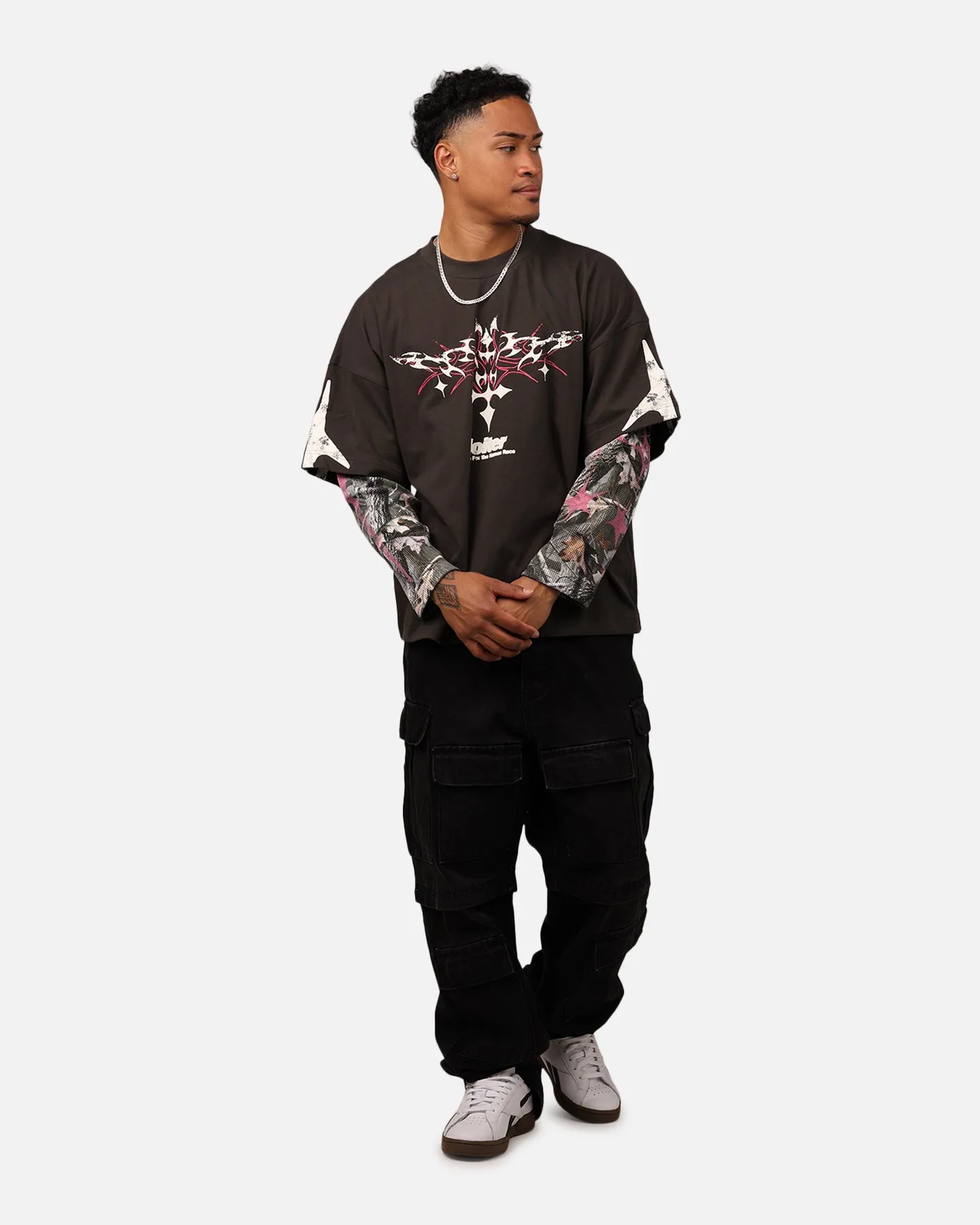Heavy Outerwear Bold Core Loiter Seek N Destroy Long Sleeve T-Shirt Charcoal