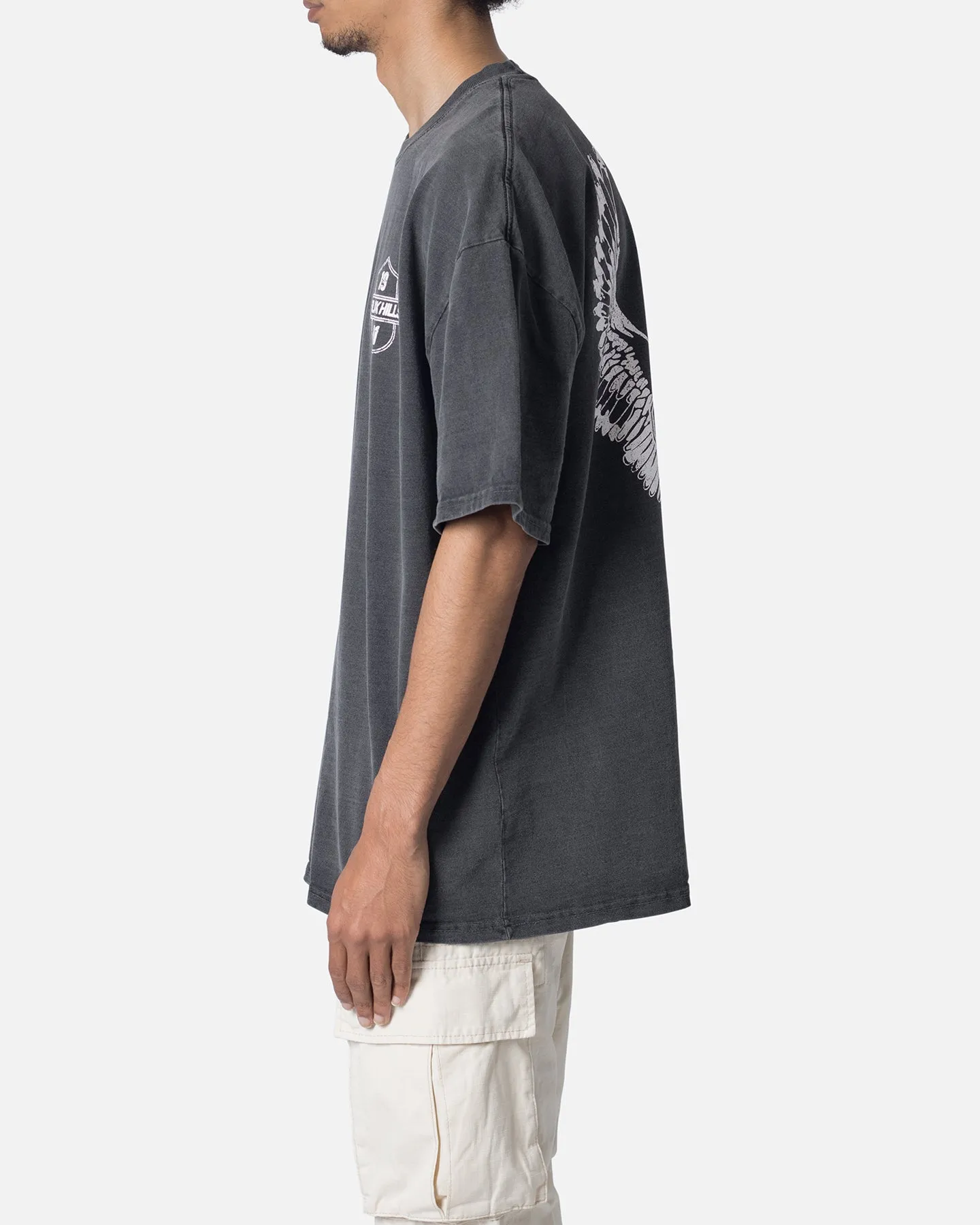 Drop Shoulder Cut Colorfast Dye MNML Black Hills T-Shirt Washed Black