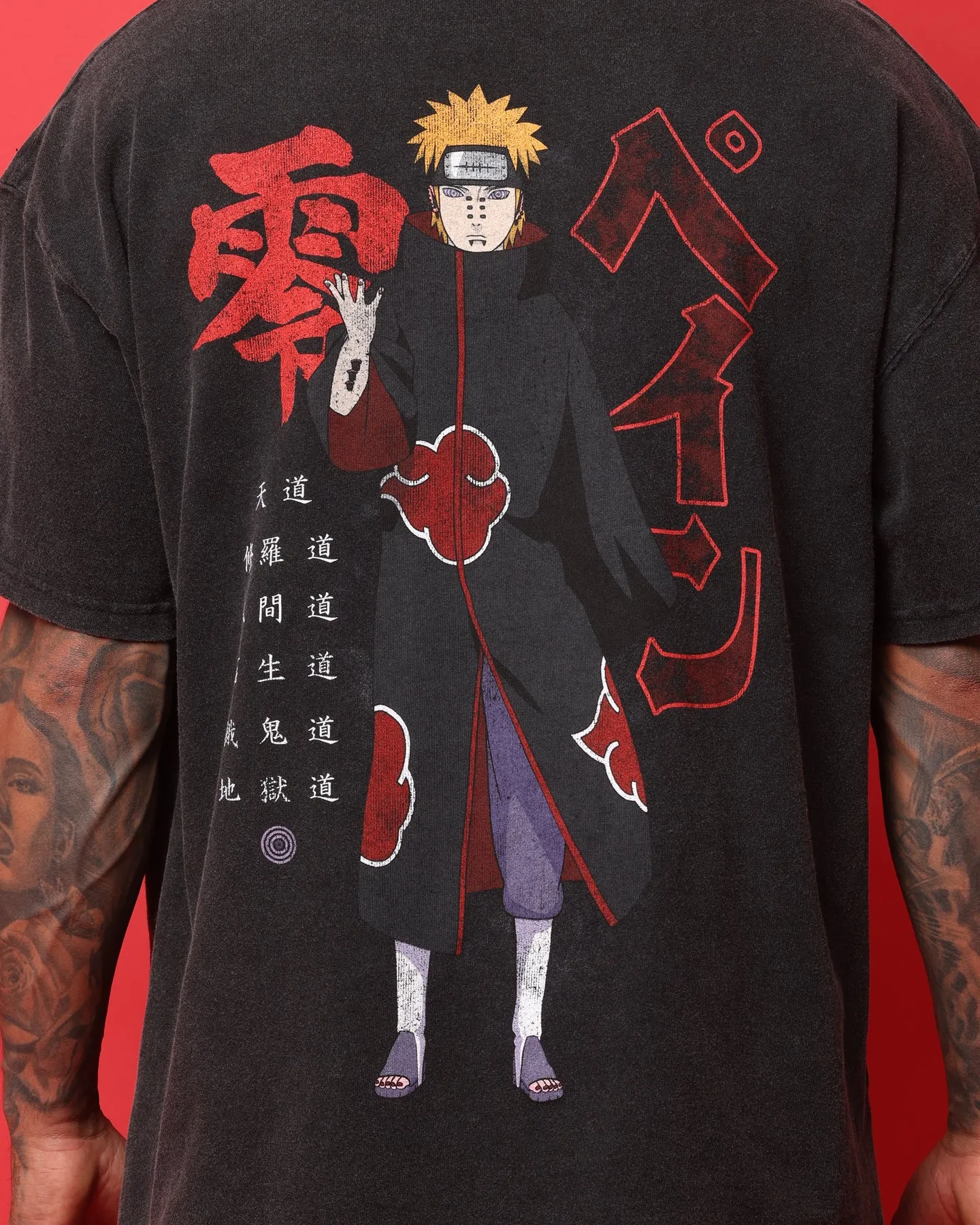Goat Crew X Naruto Pain Heavyweight Vintage T-Shirt Vintage Black Soft touch finish Modern Casual