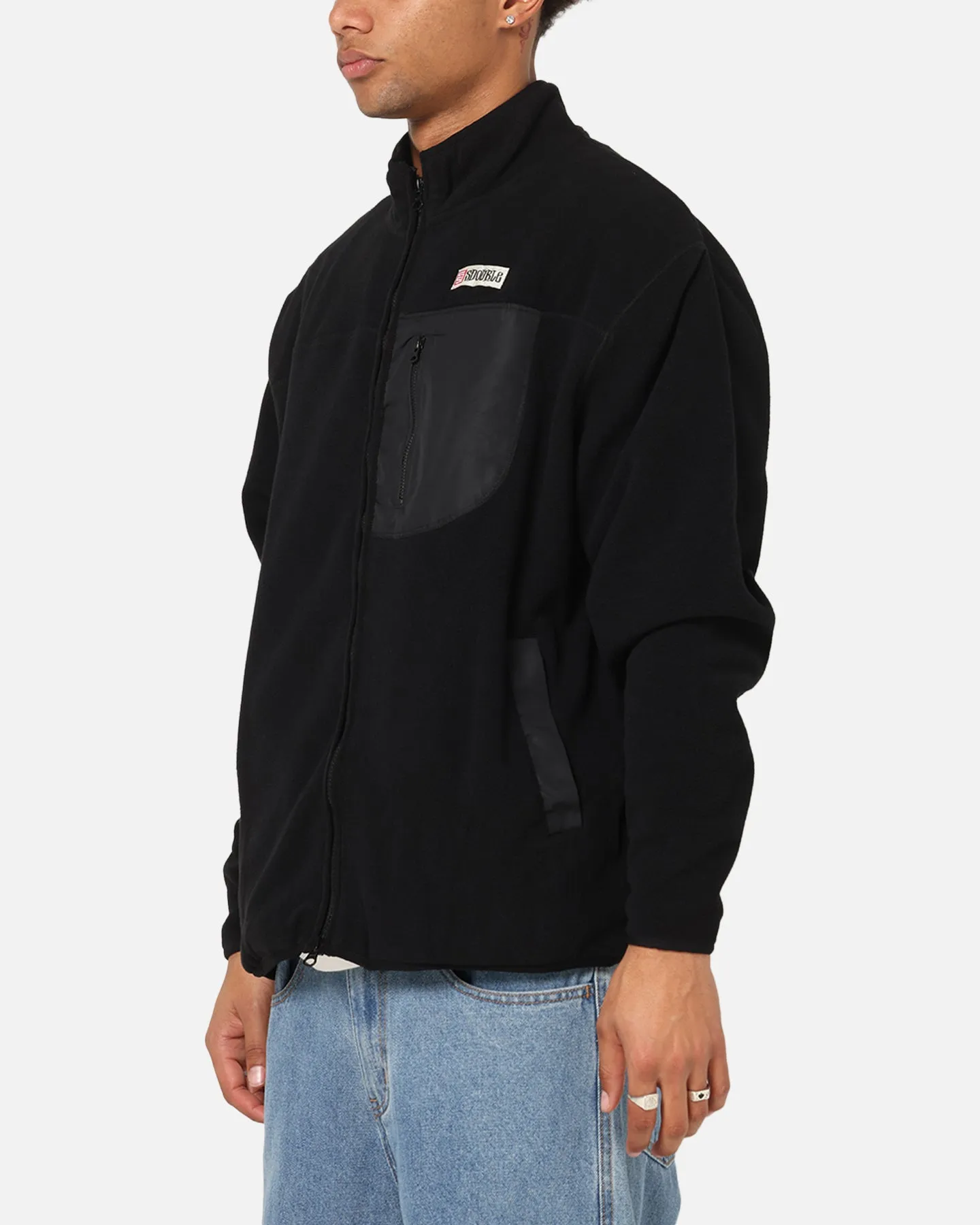 Rollaway Collar Feature Personalized S Double Polar Fleece Jacket Black