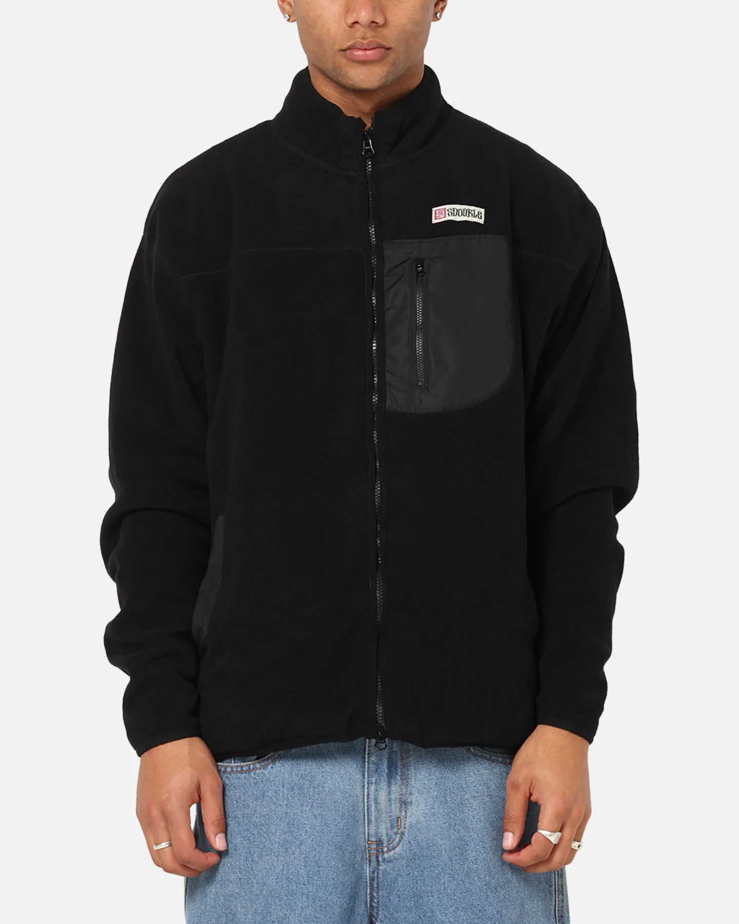 S Double Polar Fleece Jacket Black Smooth Gliding Liners