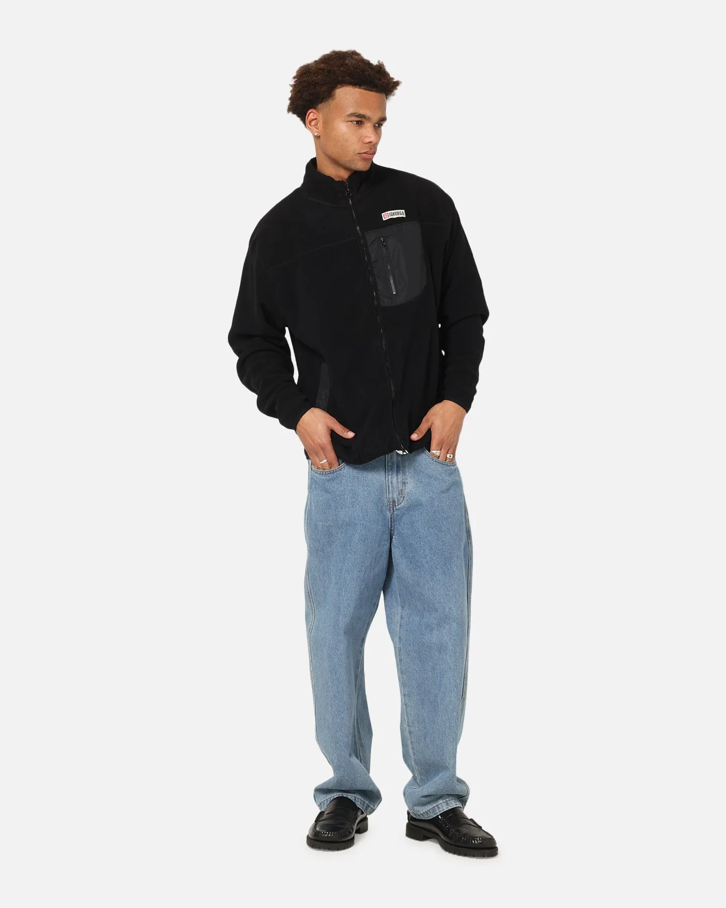 S Double Polar Fleece Jacket Black Target CompressionFit