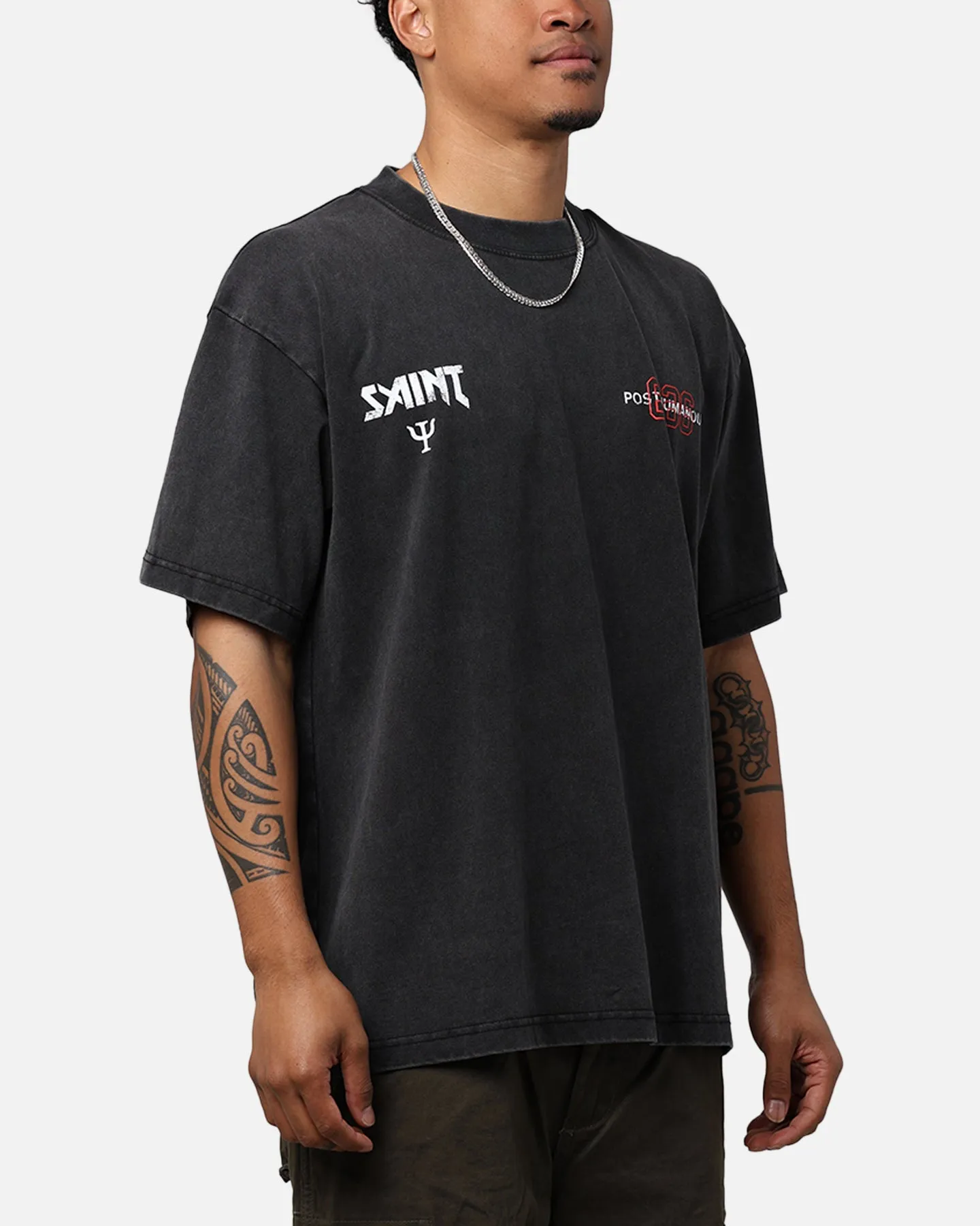 Saint Morta Death Wish Patrol T-Shirt Vintage Black Relaxed Comfort Fit