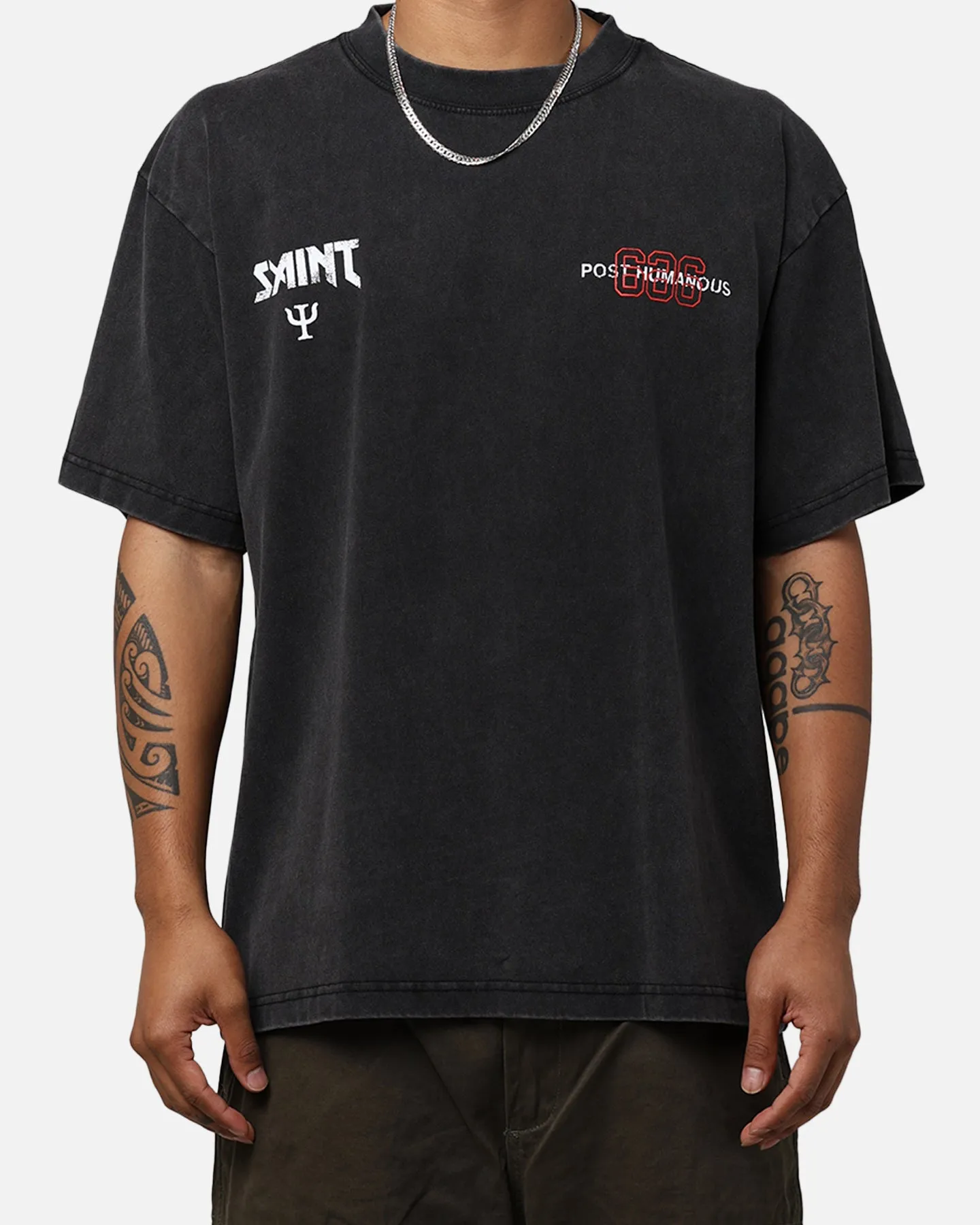 Saint Morta Death Wish Patrol T-Shirt Vintage Black Eco Certified Textile Simple Layer