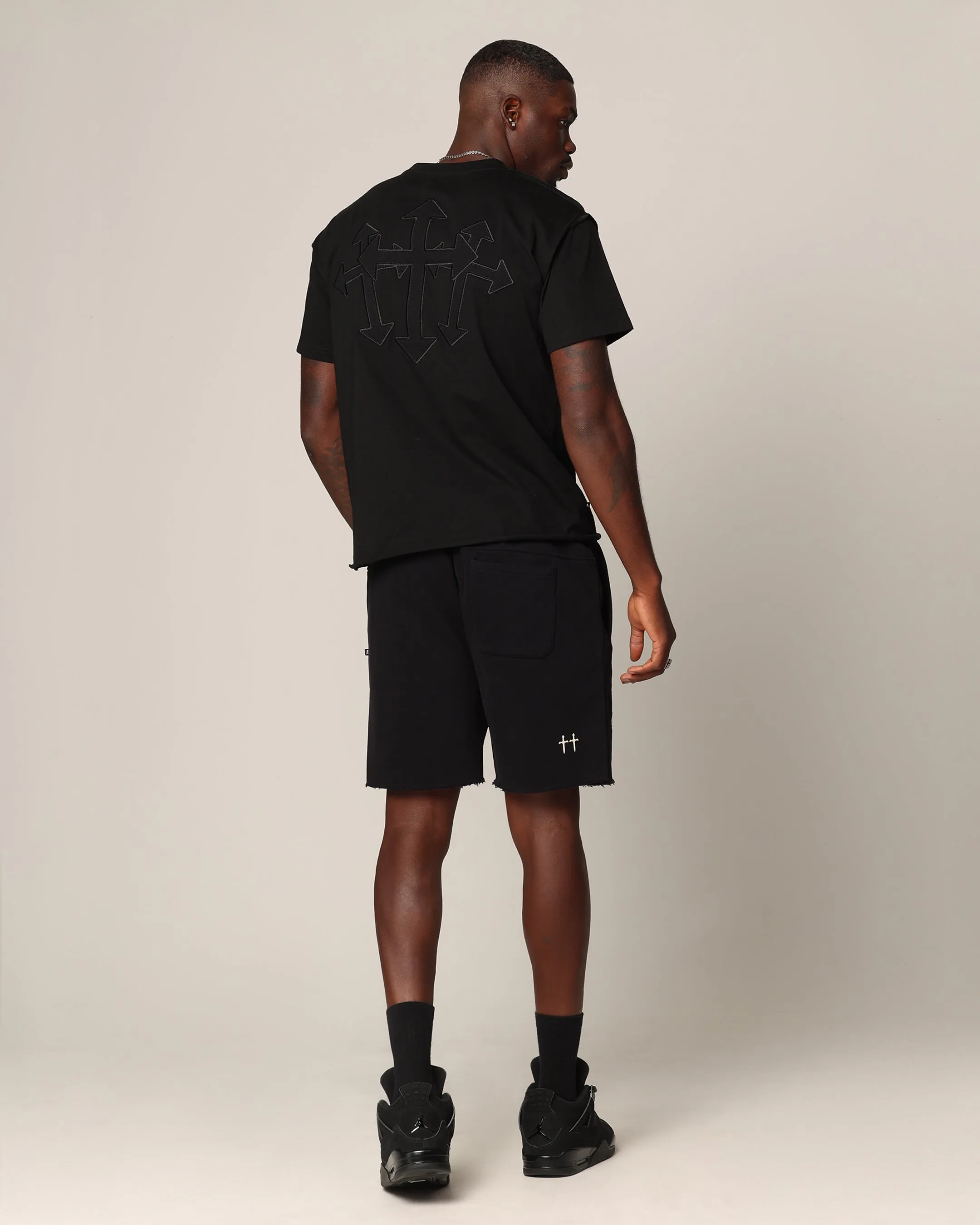Saint Morta Sorrows Cut T-Shirt Black Durable Knit Structure Seasonal Staple