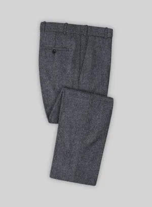 business wardrobe Soft Fabric Highlander Heavy Charcoal Herringbone Tweed Pants
