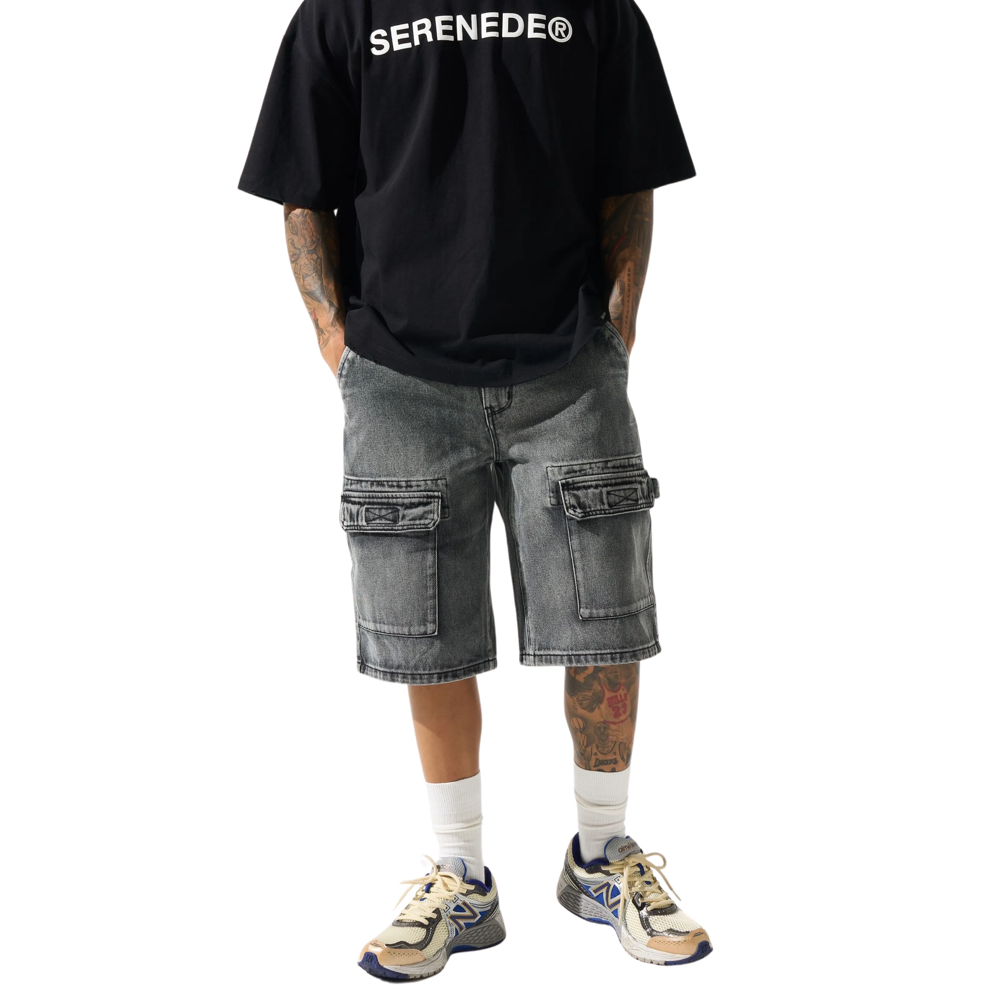 Comfortable Coat Flex Fit Serenede "Cave" Denim Shorts (Grey)