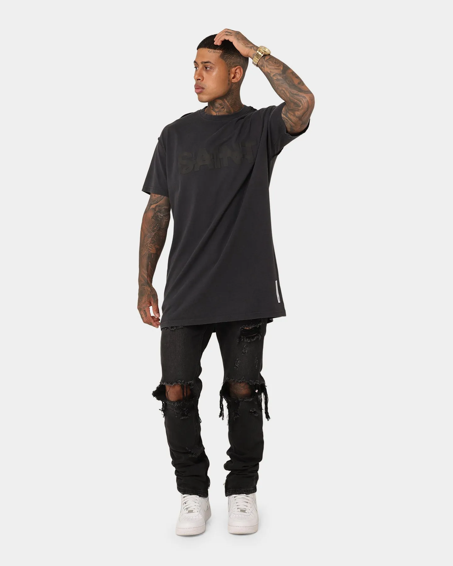 Saint Morta Established T-Shirt Vintage Black Tight Fit