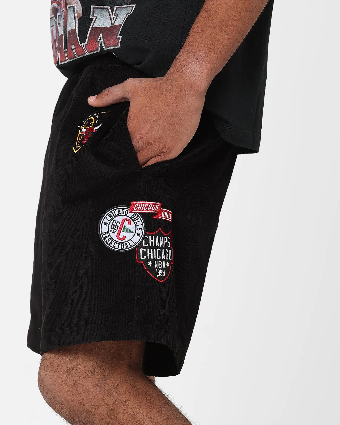 Mitchell & Ness Chicago Bulls Letterman Shorts Black Cool Basic Casual Wear