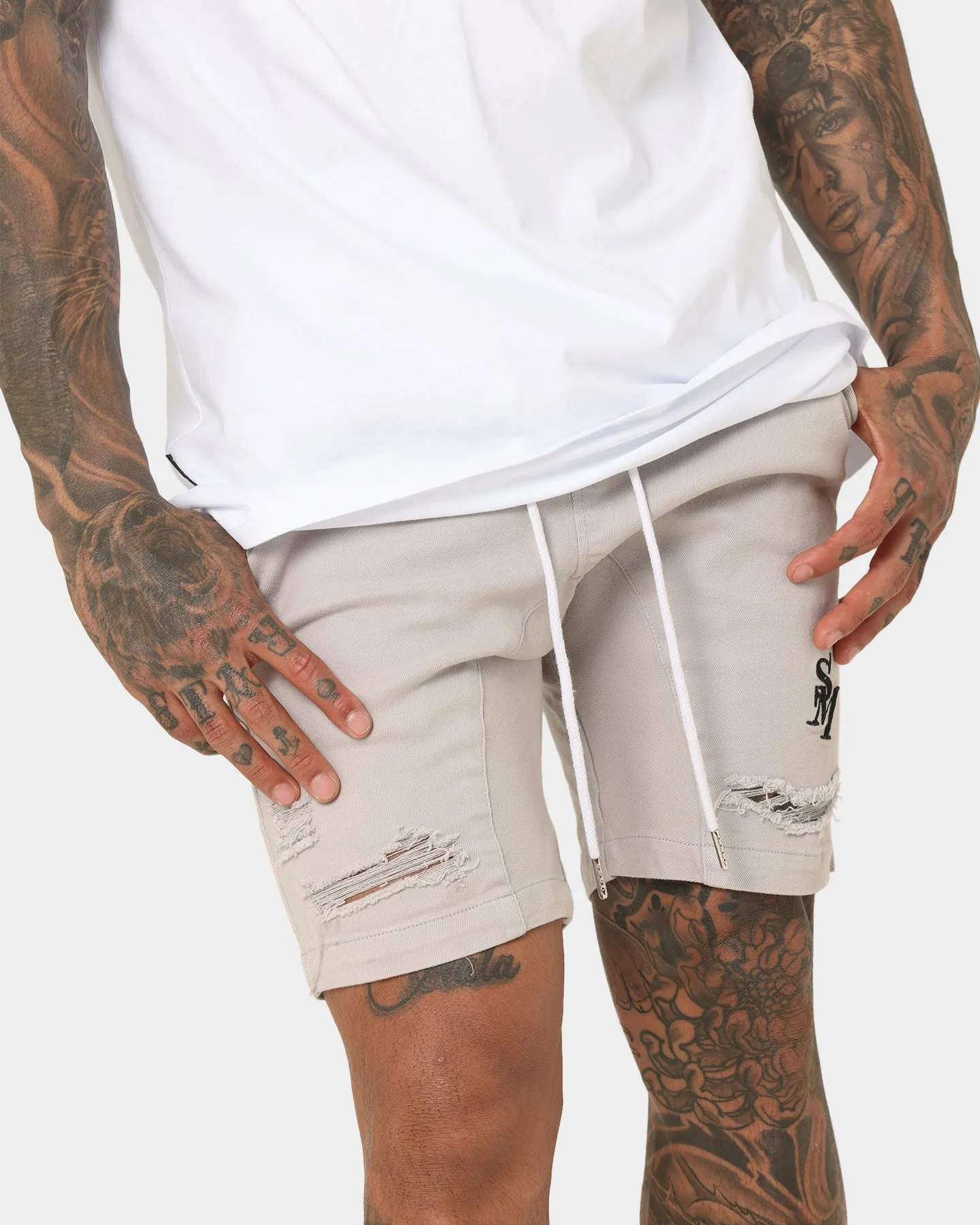 Saint Morta Annex Denim Shorts Grey Hot Day
