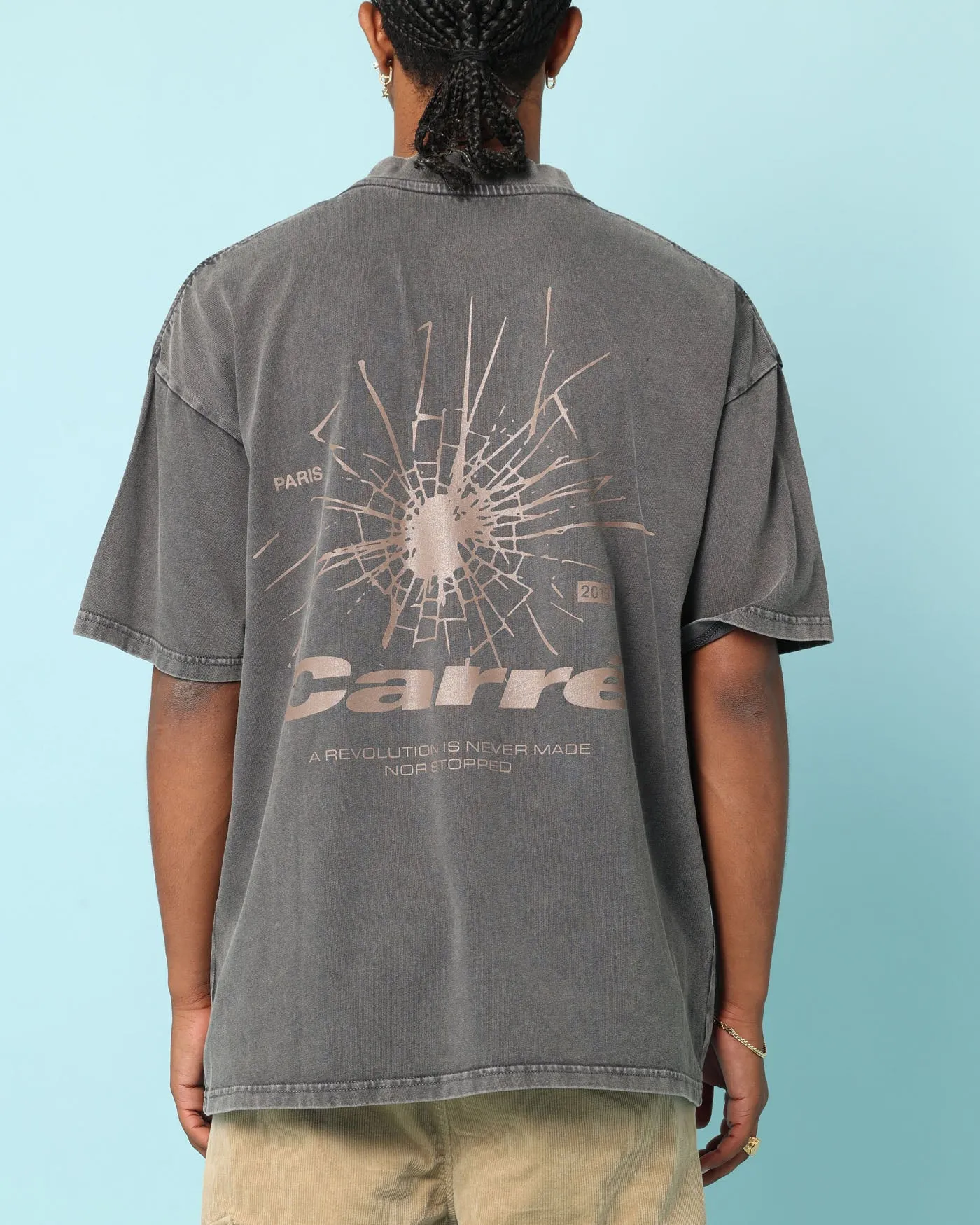 Carr?? Blasted Oversized T-Shirt Washed Charcoal Abstract print