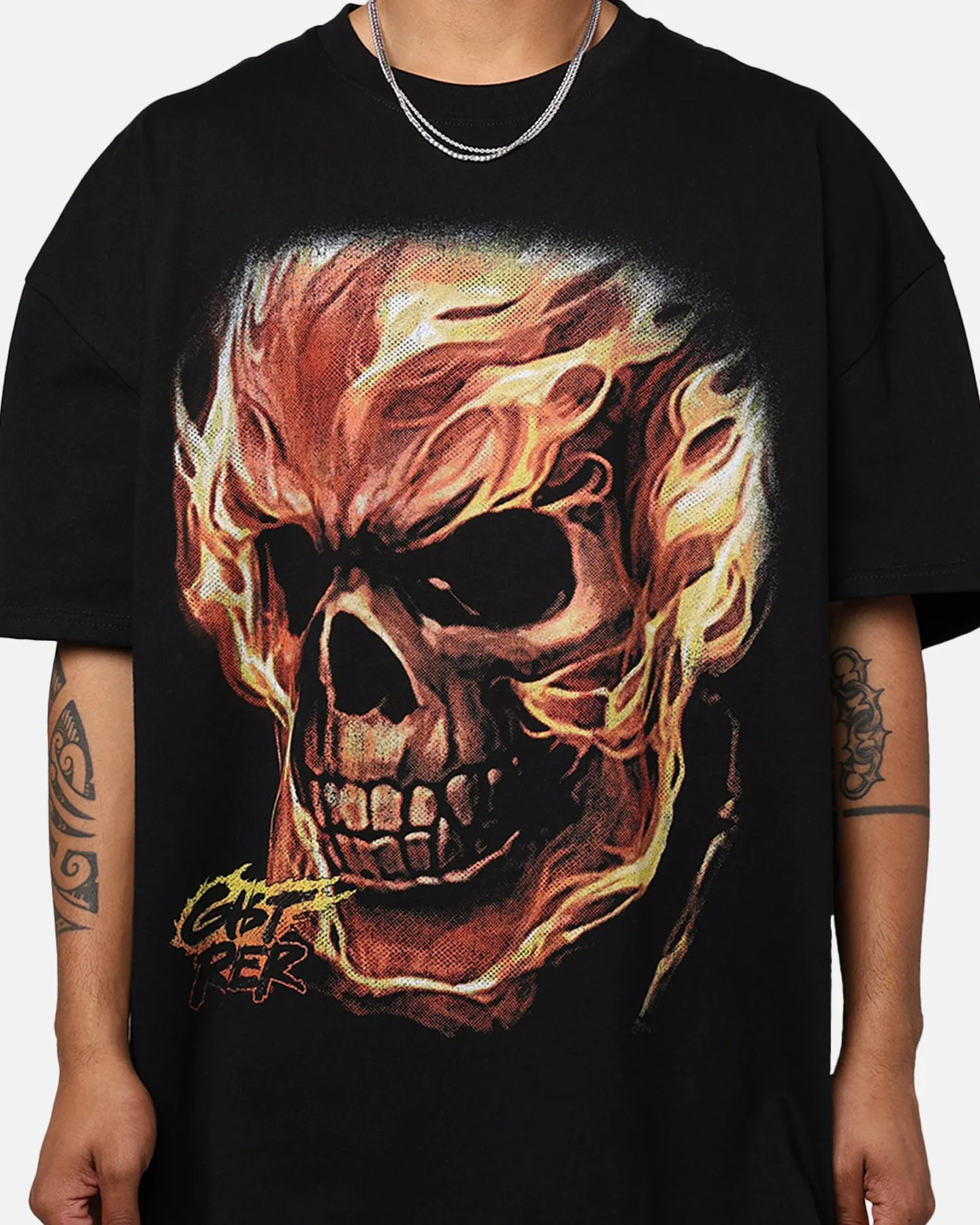 City Smart Classic Crew Neck Marvel Ghost Rider Heavyweight T-Shirt Black