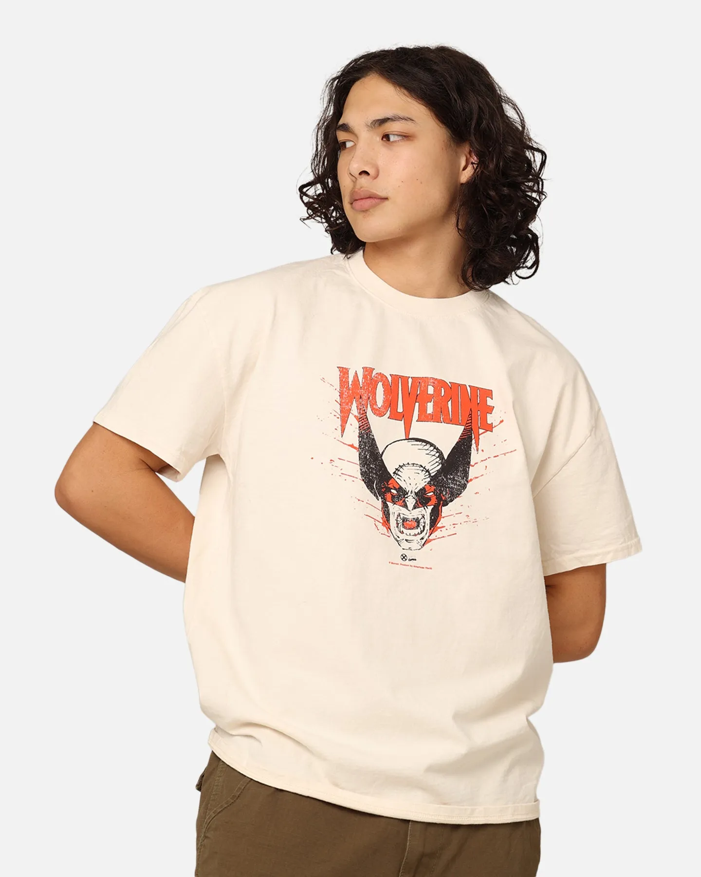 Marvel X-Men Wolverine Heavyweight T-Shirt Off White spandex blend