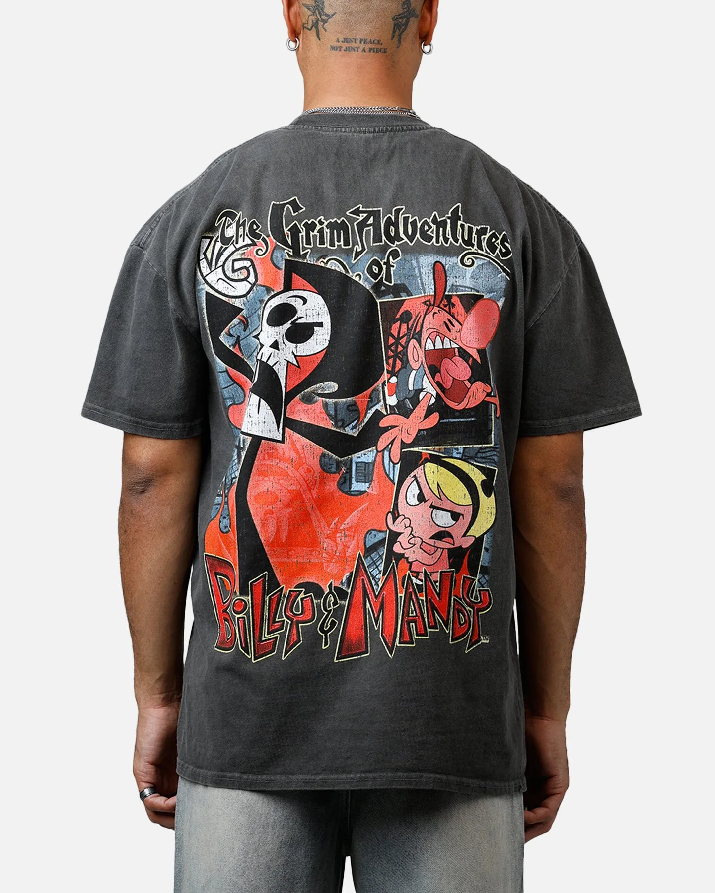 Sporty and Stylish Soft and Relaxed American Thrift X Cartoon Network Grim Heavyweight Vintage T-Shirt Black Wash