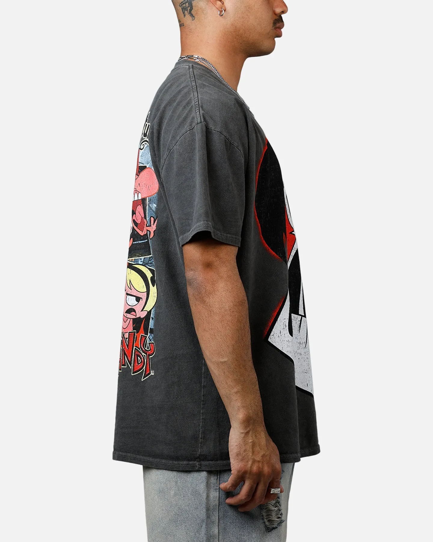 Sporty Look Essential Fit American Thrift X Cartoon Network Grim Heavyweight Vintage T-Shirt Black Wash